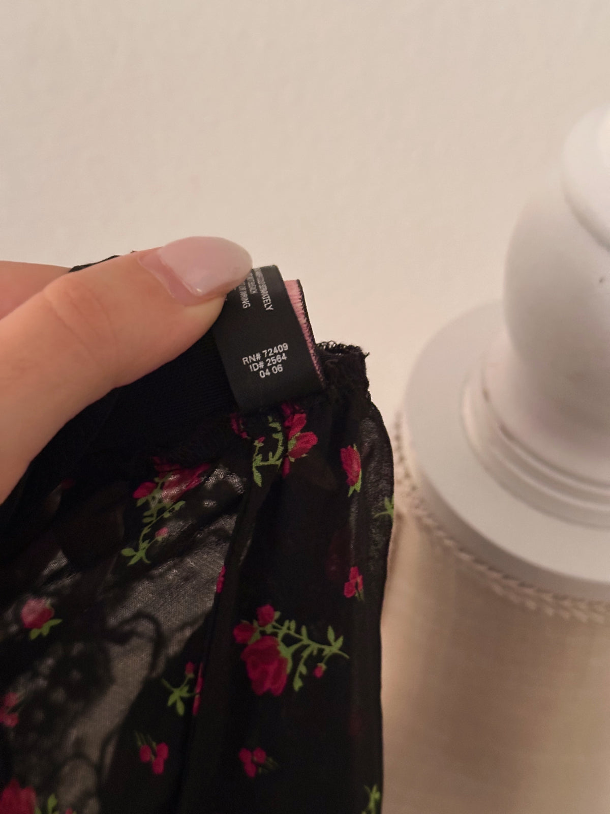 Victoria's Secret black floral sheer cami top from 2006