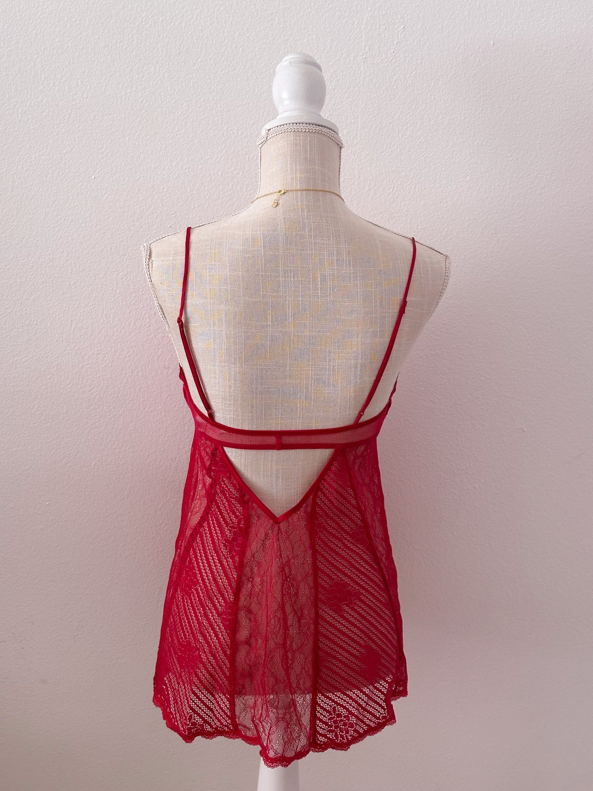 Vintage Victoria's Secret red slip dress nightgown set size: XS