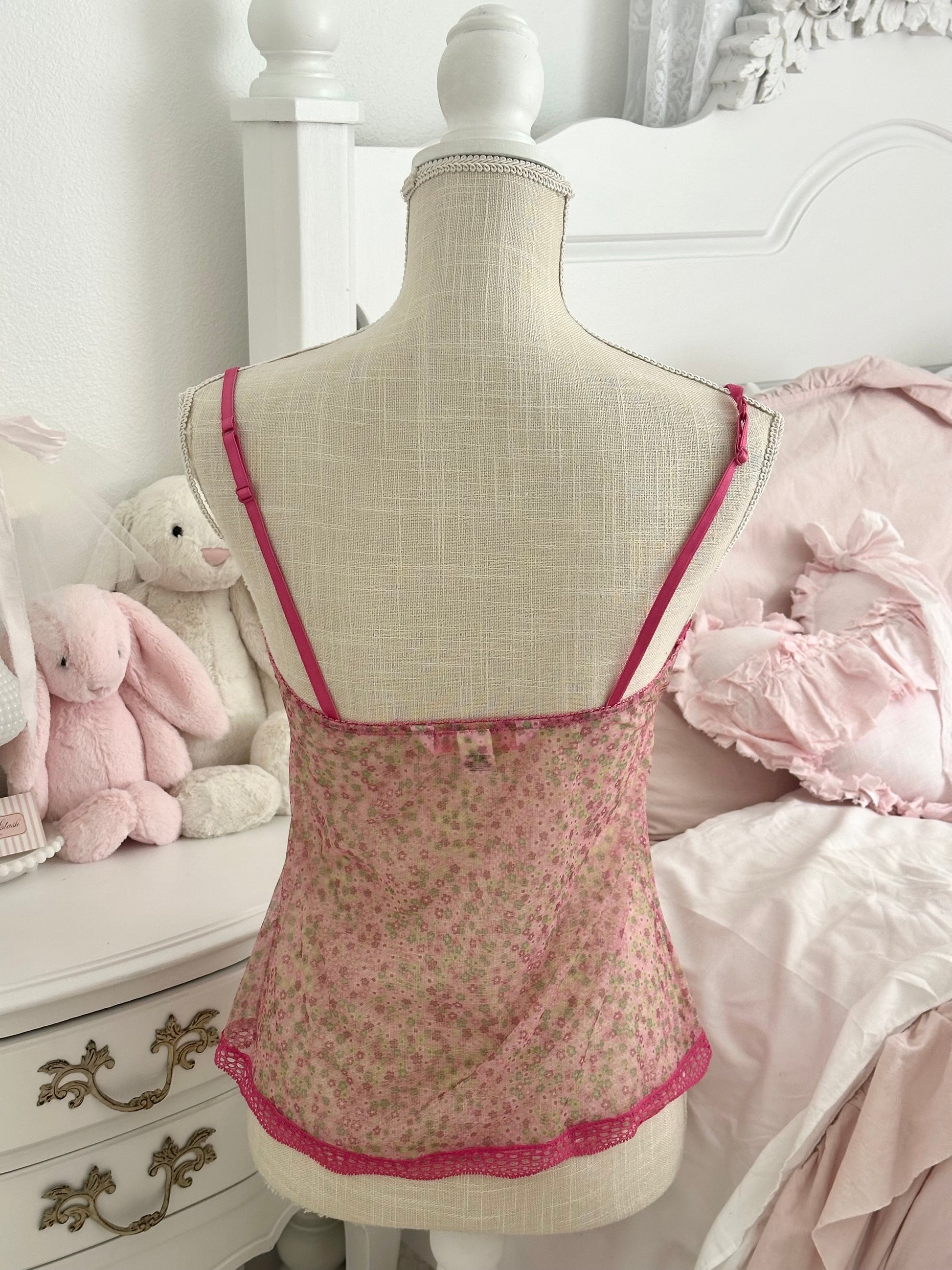 Vintage 2005 Victoria’s Secret Angels Collection Pink & Green Sheer Cami Top Size: M