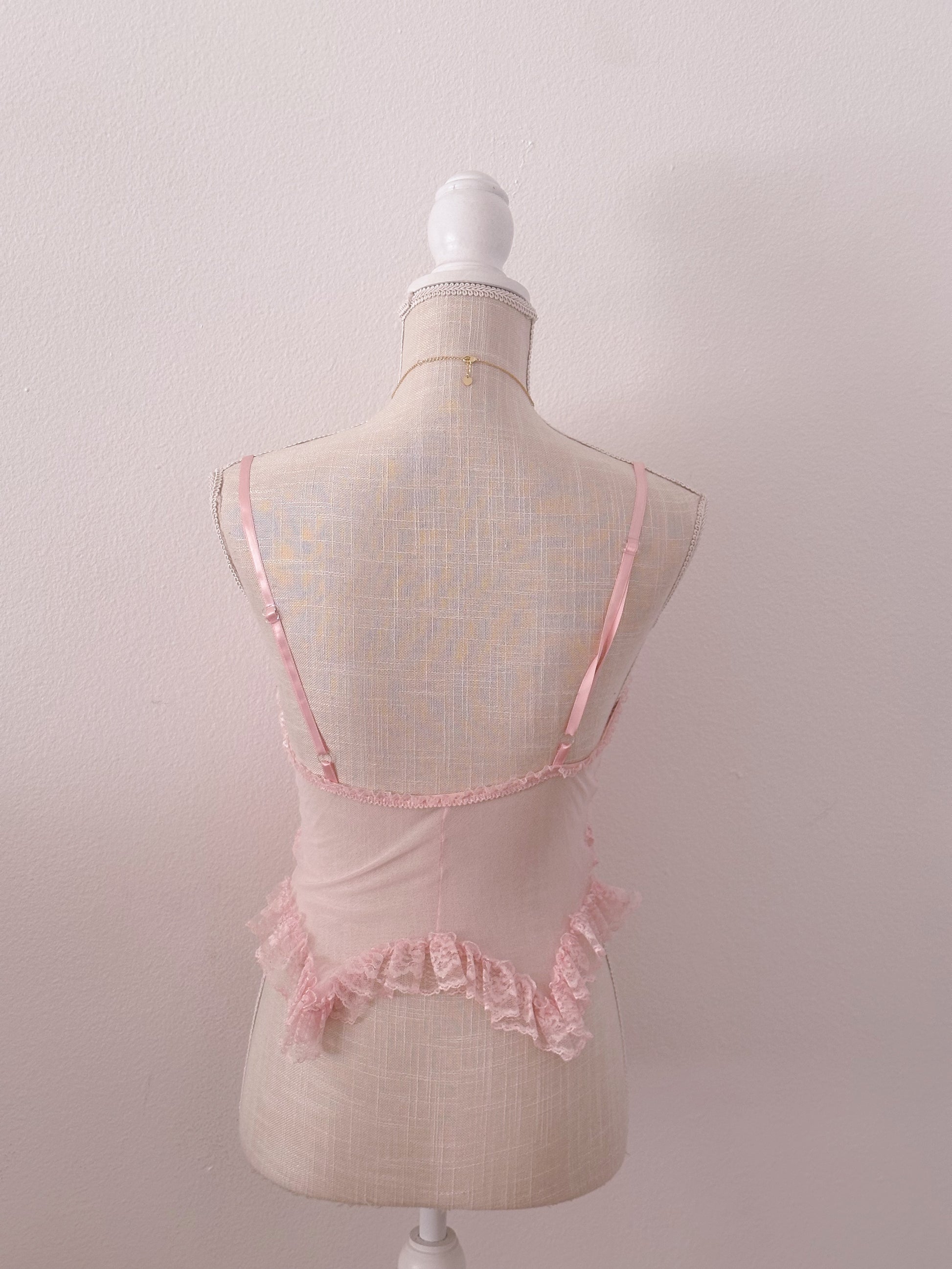 Vintage 1990s sheer pink bustier corset lingerie top size: S