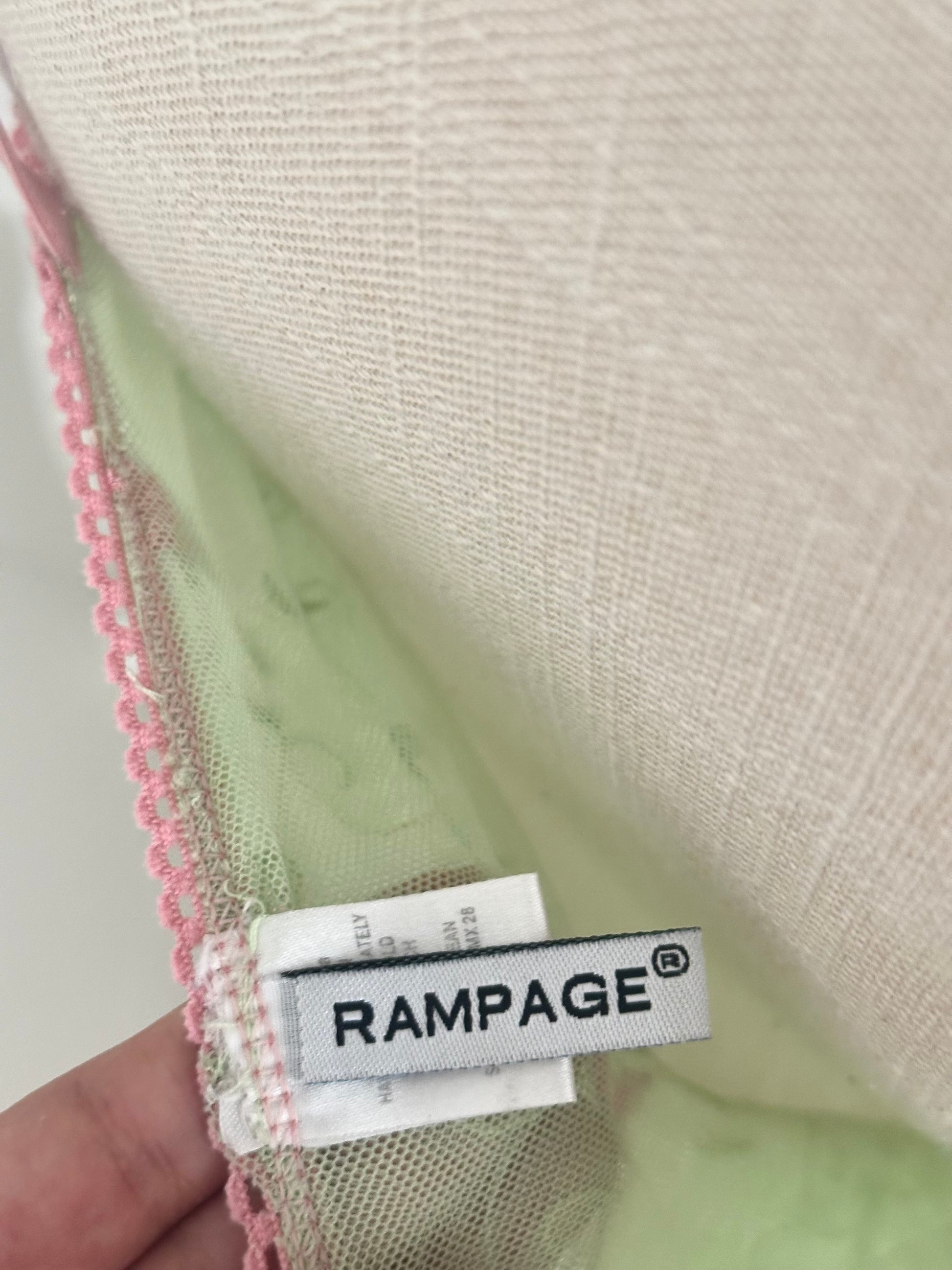 Vintage Y2K Rampage Pink & Green Sheer Corset Top Size: L (Fits M)