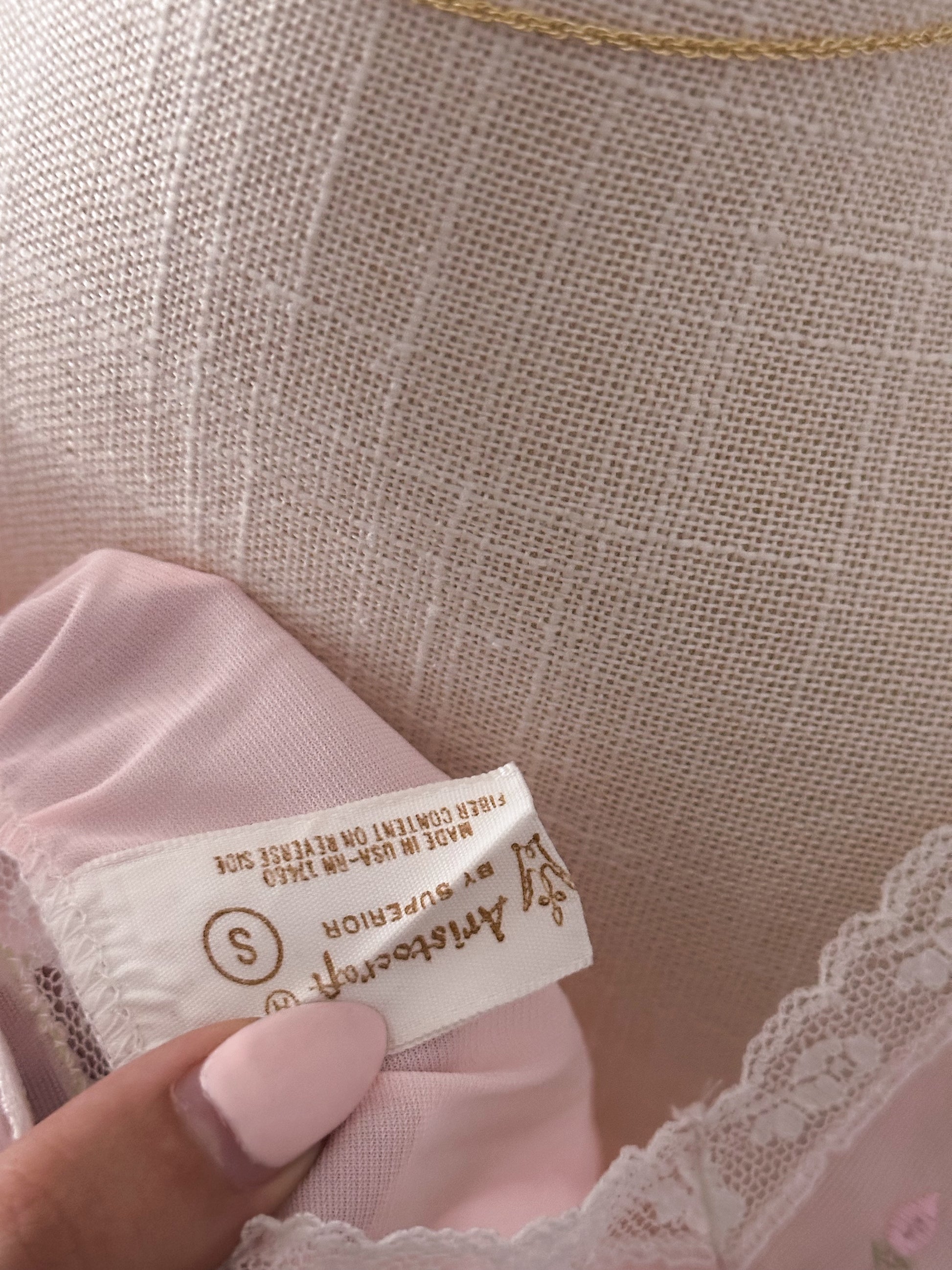 Vintage 1950s pink peignoir shabby chic babydoll slip dress size: S