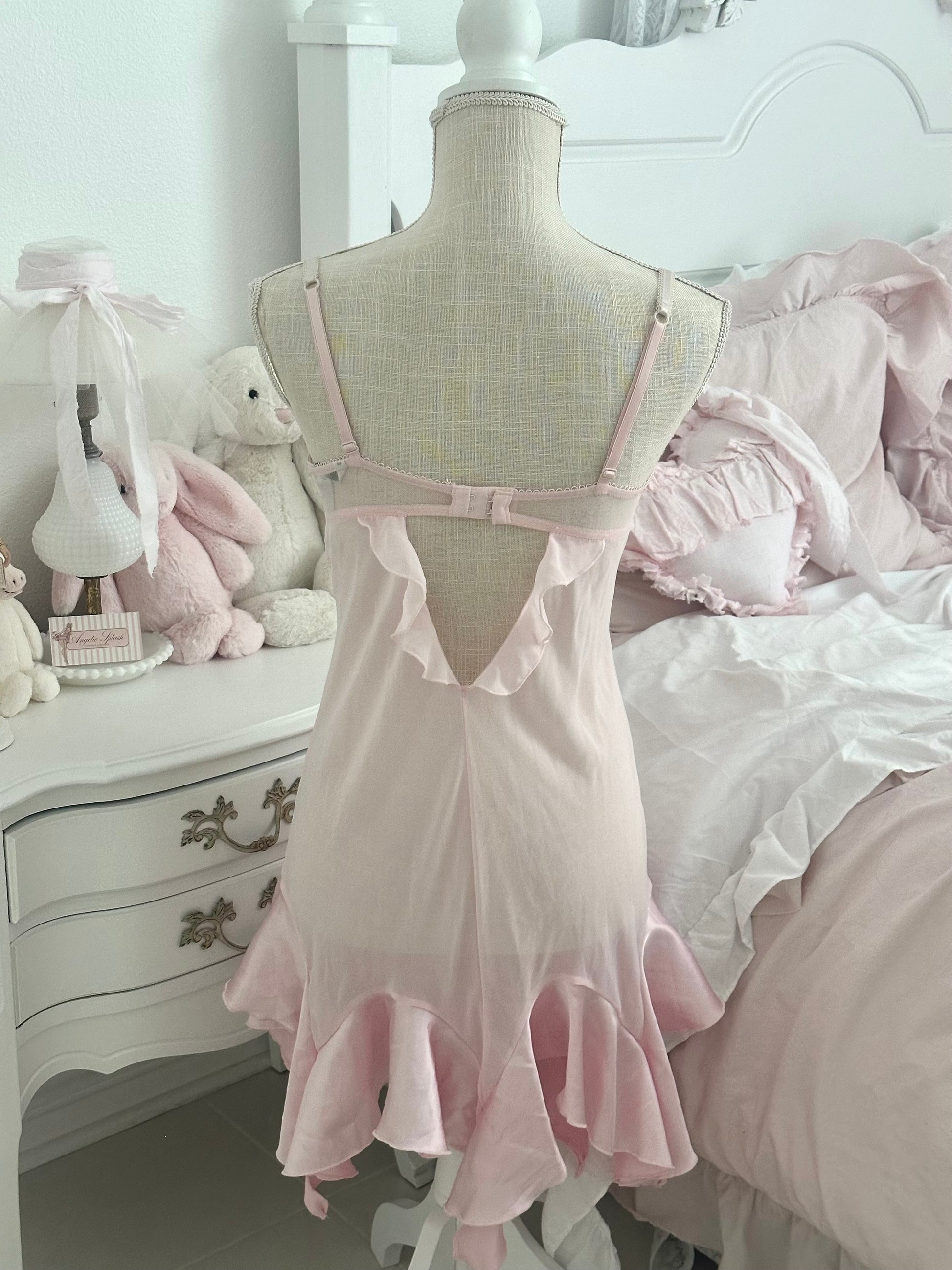 Vintage Y2K Delicates Pink Sheer Aurora Slip Dress Size: S