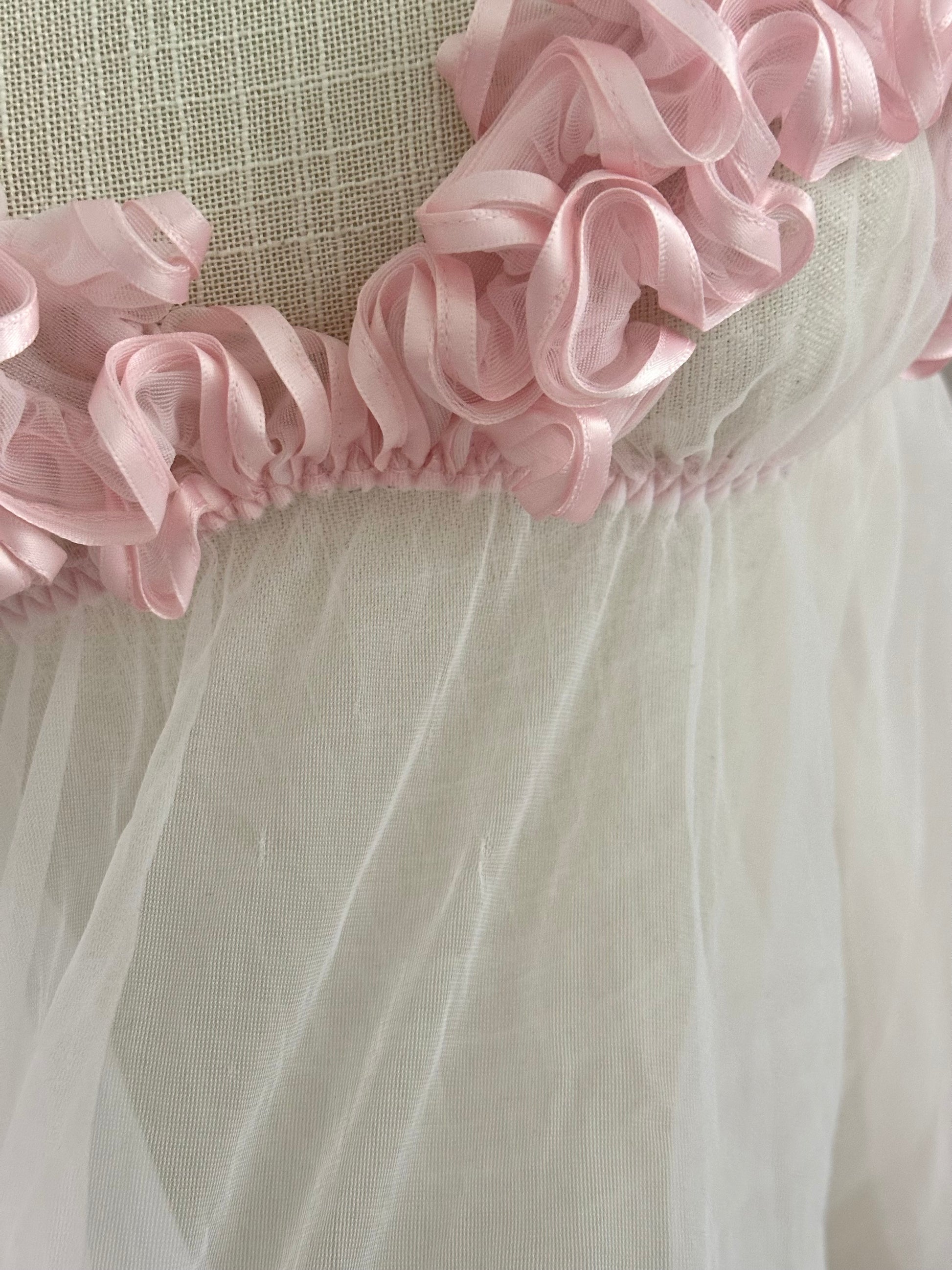 Vintage 1990s Frederick’s of Hollywood Pink Ruffle Sheer Babydoll Top Size: M
