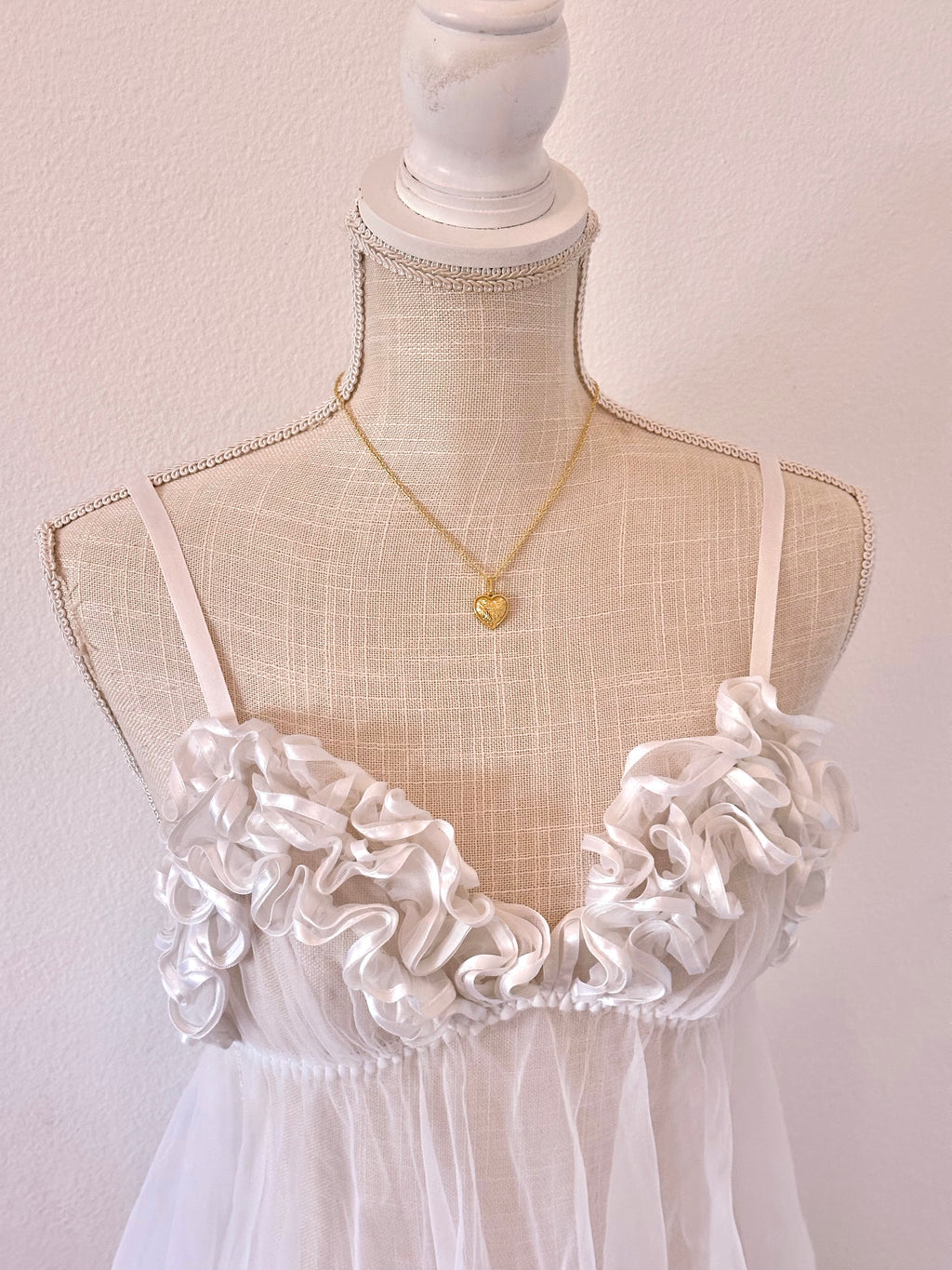 Vintage 1990s Fredricks of Hollywood white sheer babydoll top size: M