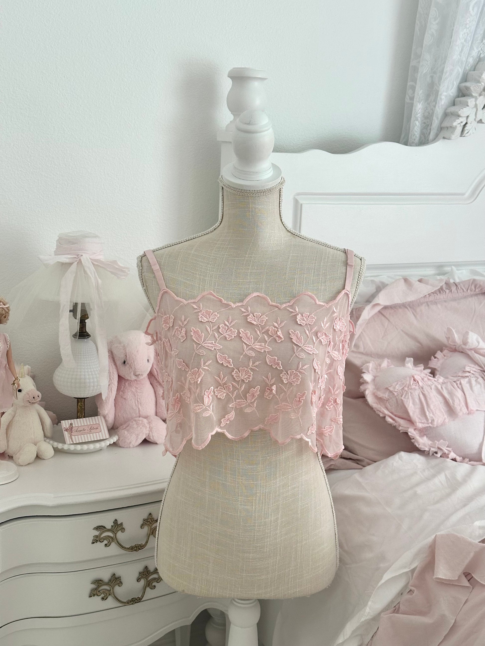 Vintage 2000 Victoria’s Secret Pink Sheer Lace Cami Top Size: XL
