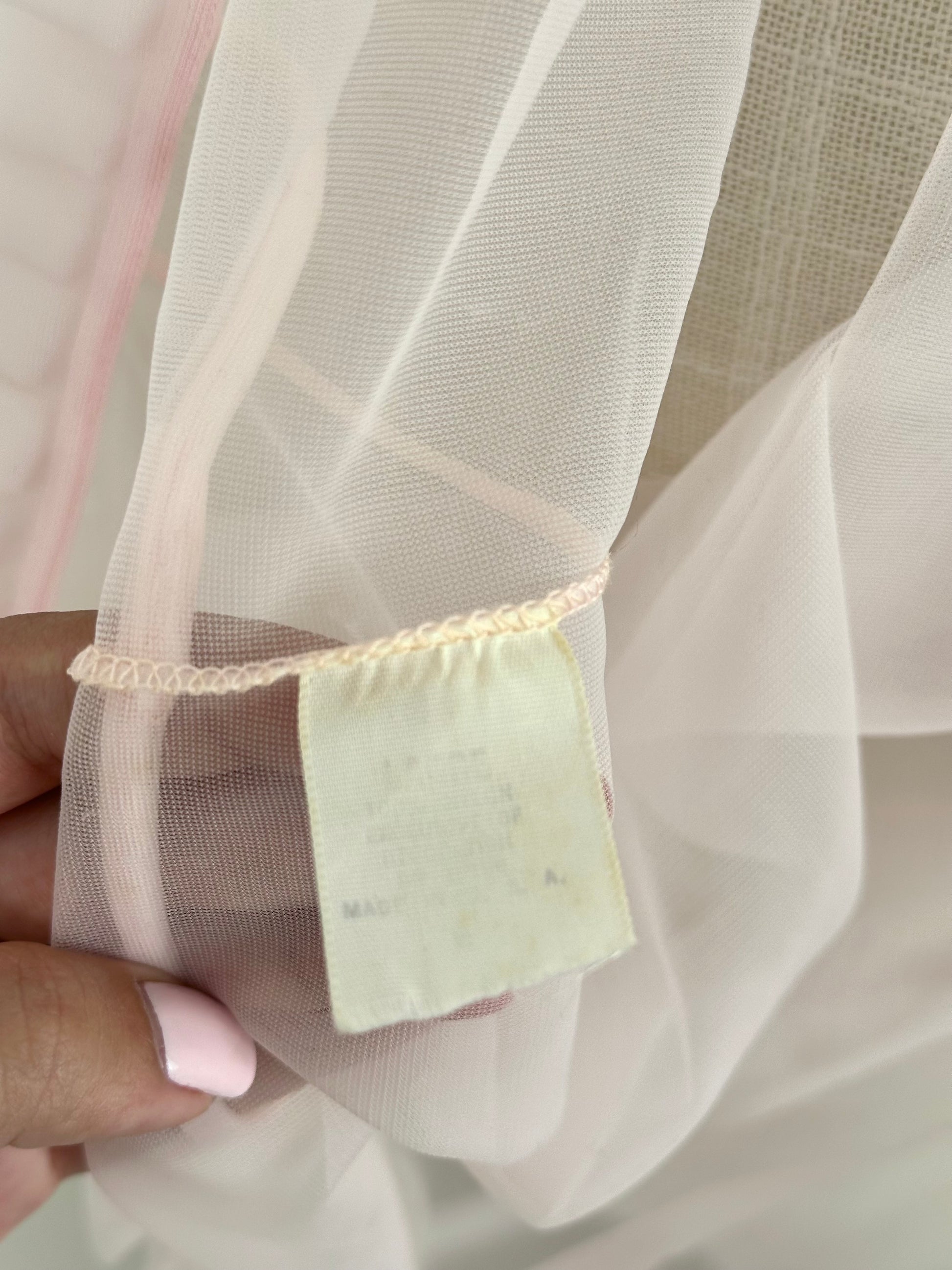 Authentic 1950s Pink Sheer Babydoll Slip Dress Size: M