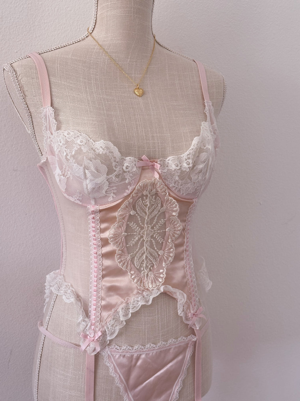 Vintage 1950s emil bole pink lingerie set size: S