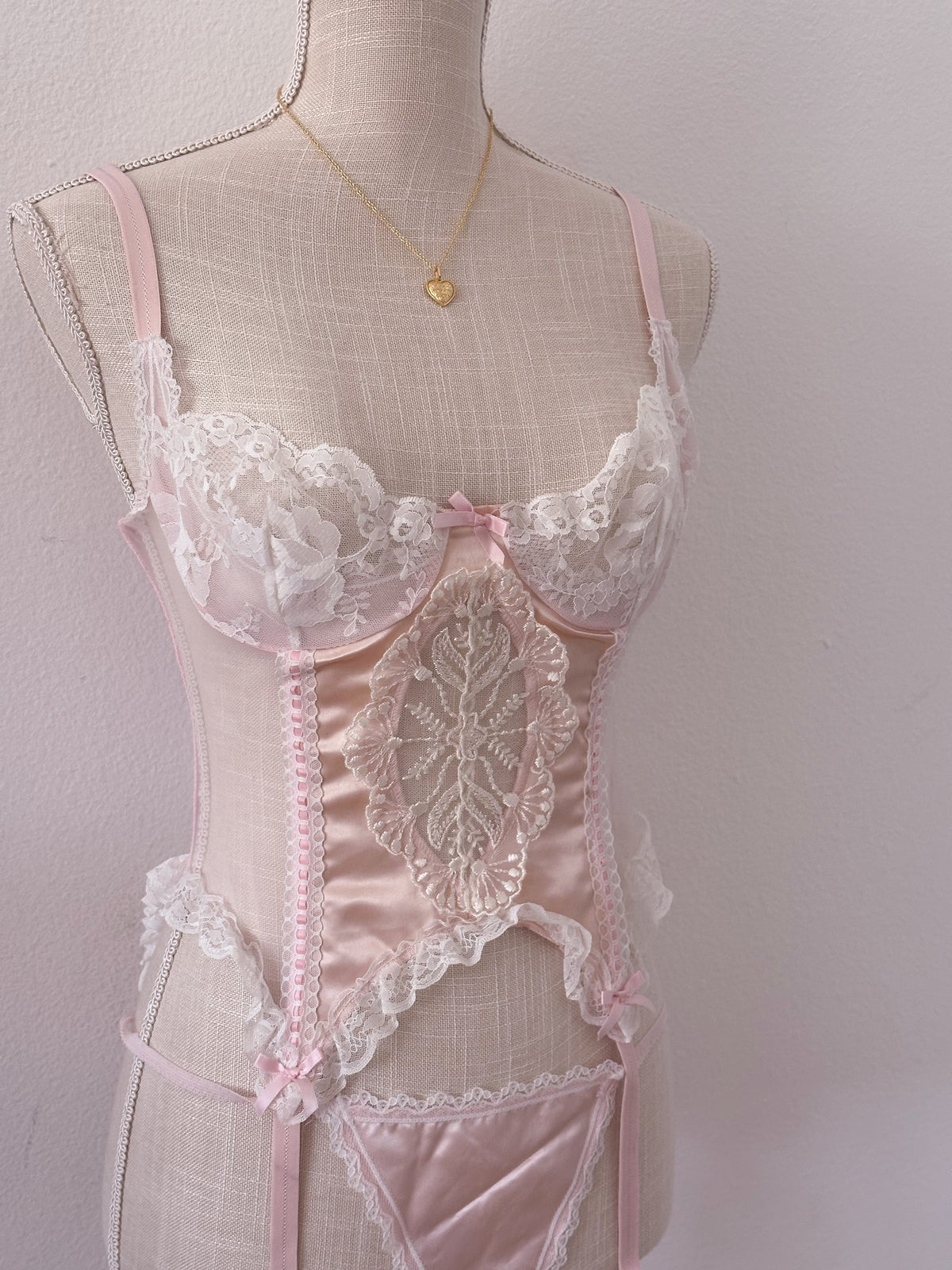 Vintage 1950s emil bole pink lingerie set size: S