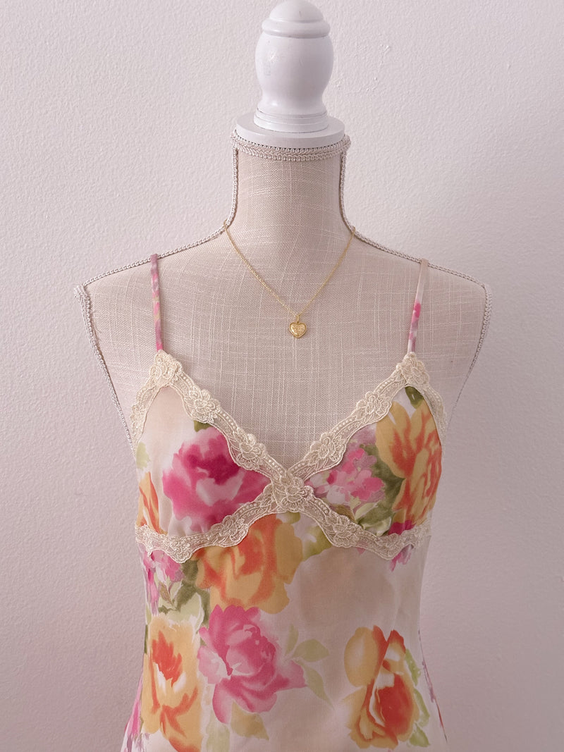 Vintage Victoria's Secret asymmetrical floral cami babydoll size: S