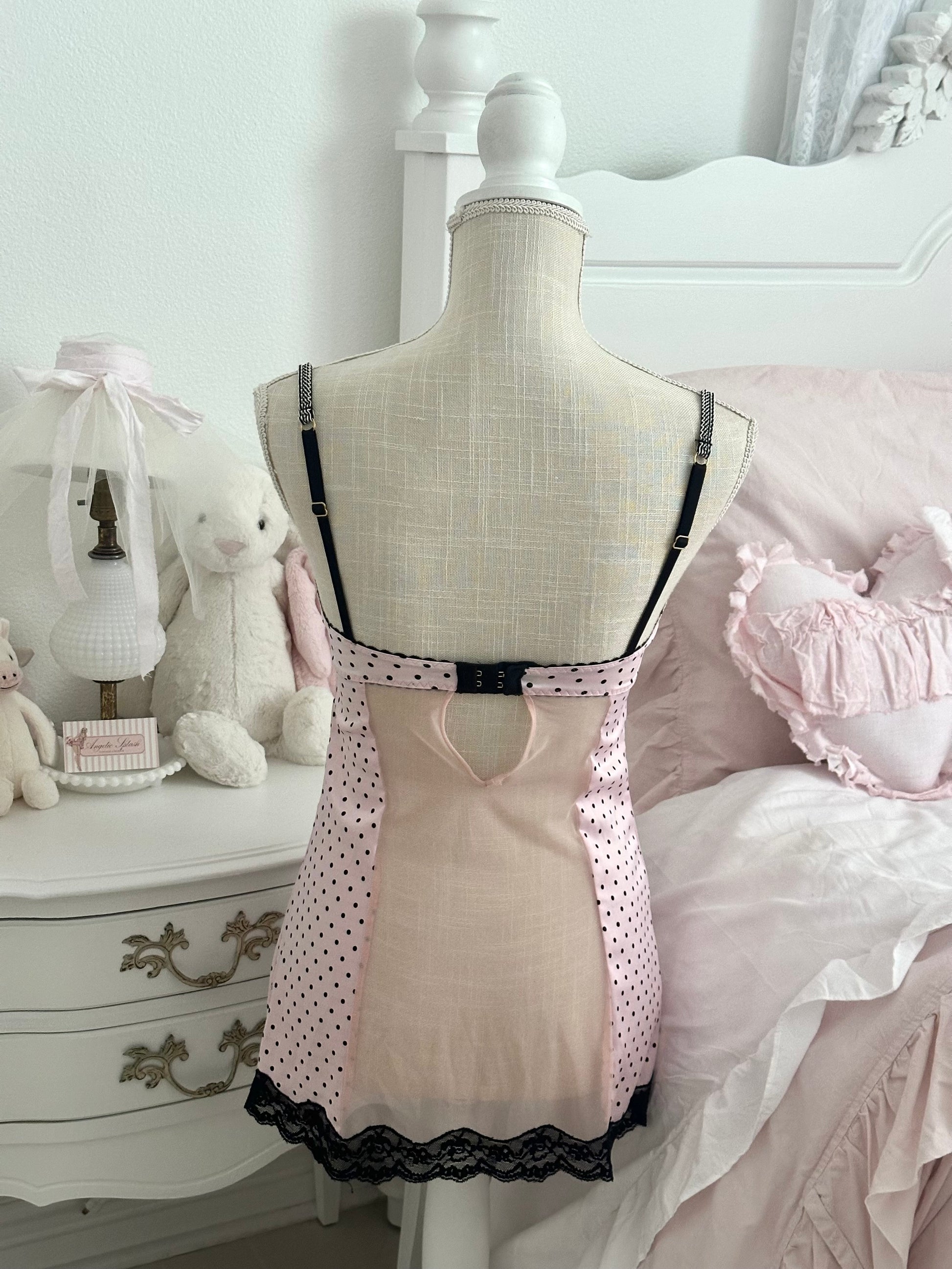 Vintage 2010 Victoria’s Secret Sexy Little Things Pink Polka Dot Babydoll Dress Size: 34C