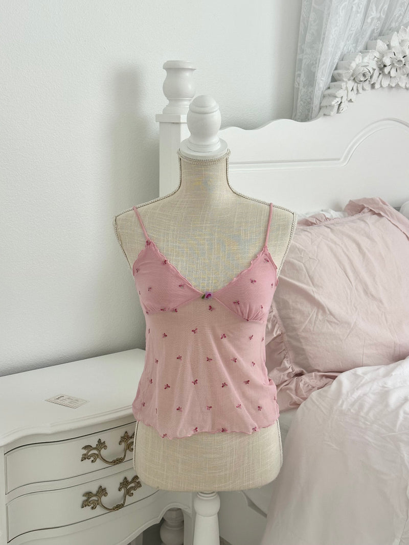 Vintage 2004 Victoria’s Secret Pink Butterfly Sheer Cami Top Size: S