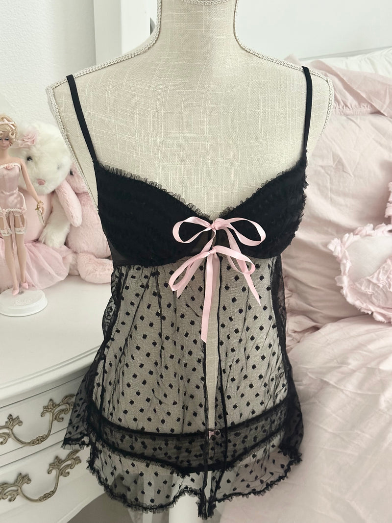 Vintage 2010 Victoria’s Secret Sexy Little Things Black Babydoll set Size 34B/S