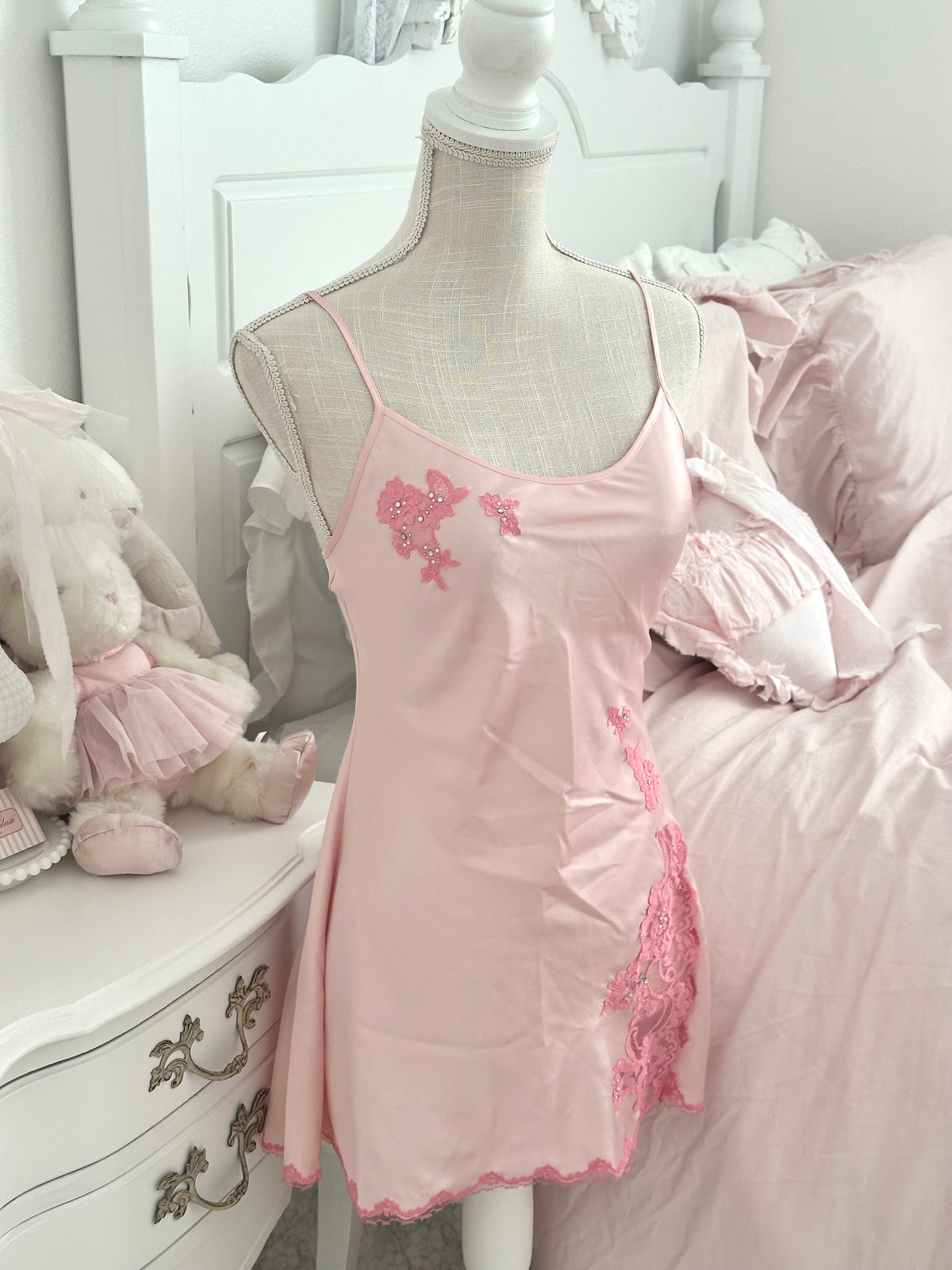 Vintage 2004 Victoria’s Secret Satin Lace Babydoll Slip Dress Size: S