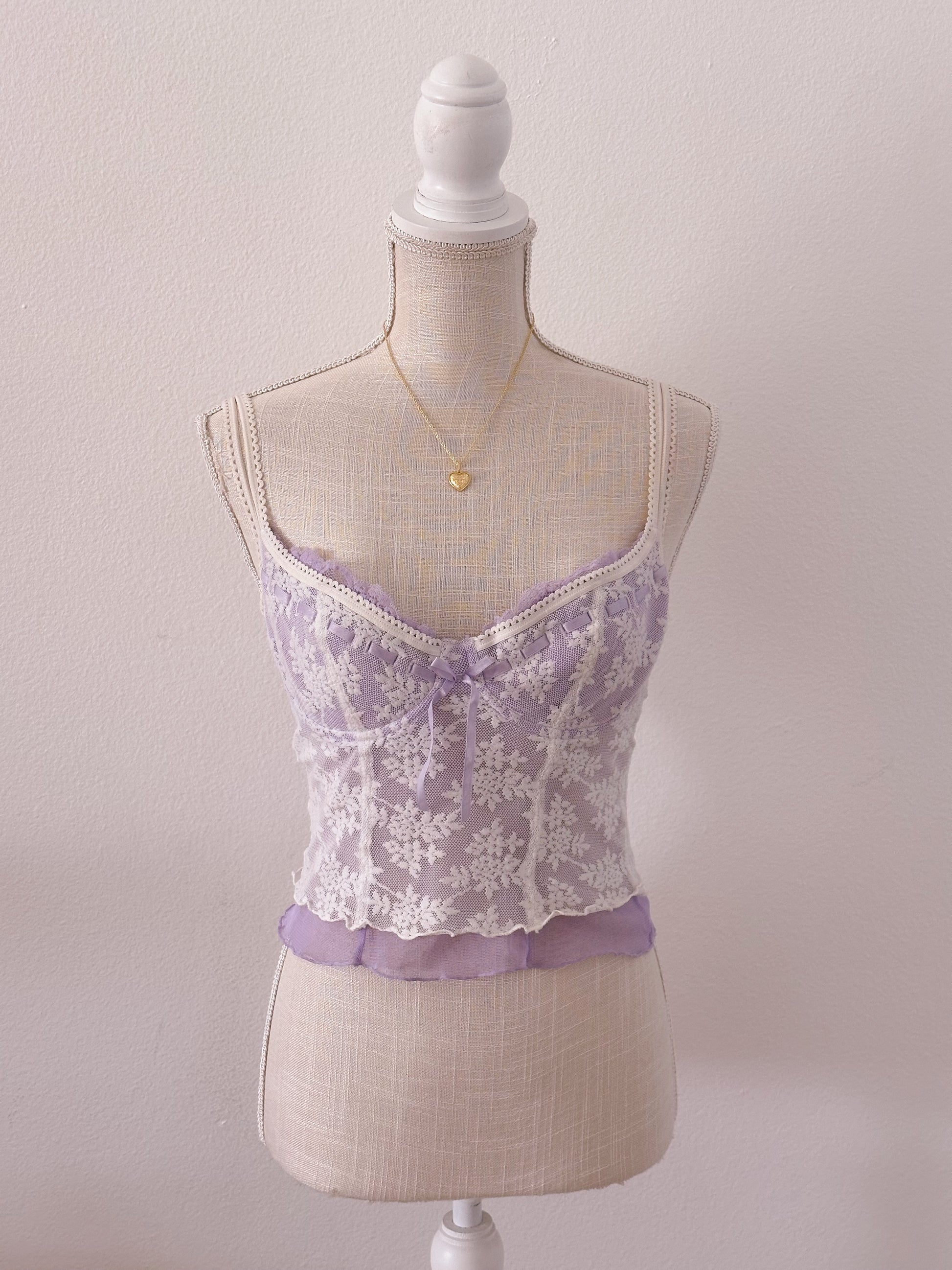Vintage 90s purple lace corset bustier top size: 34 C