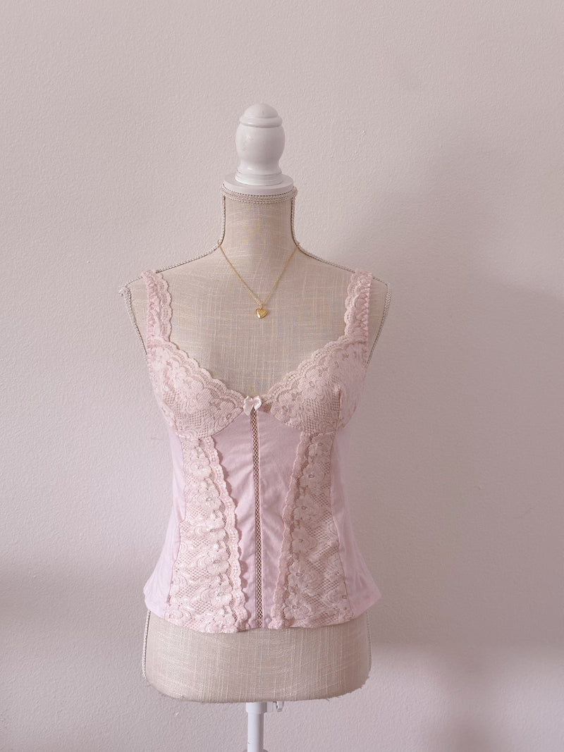 Vintage 1970s pink camisole bustier top