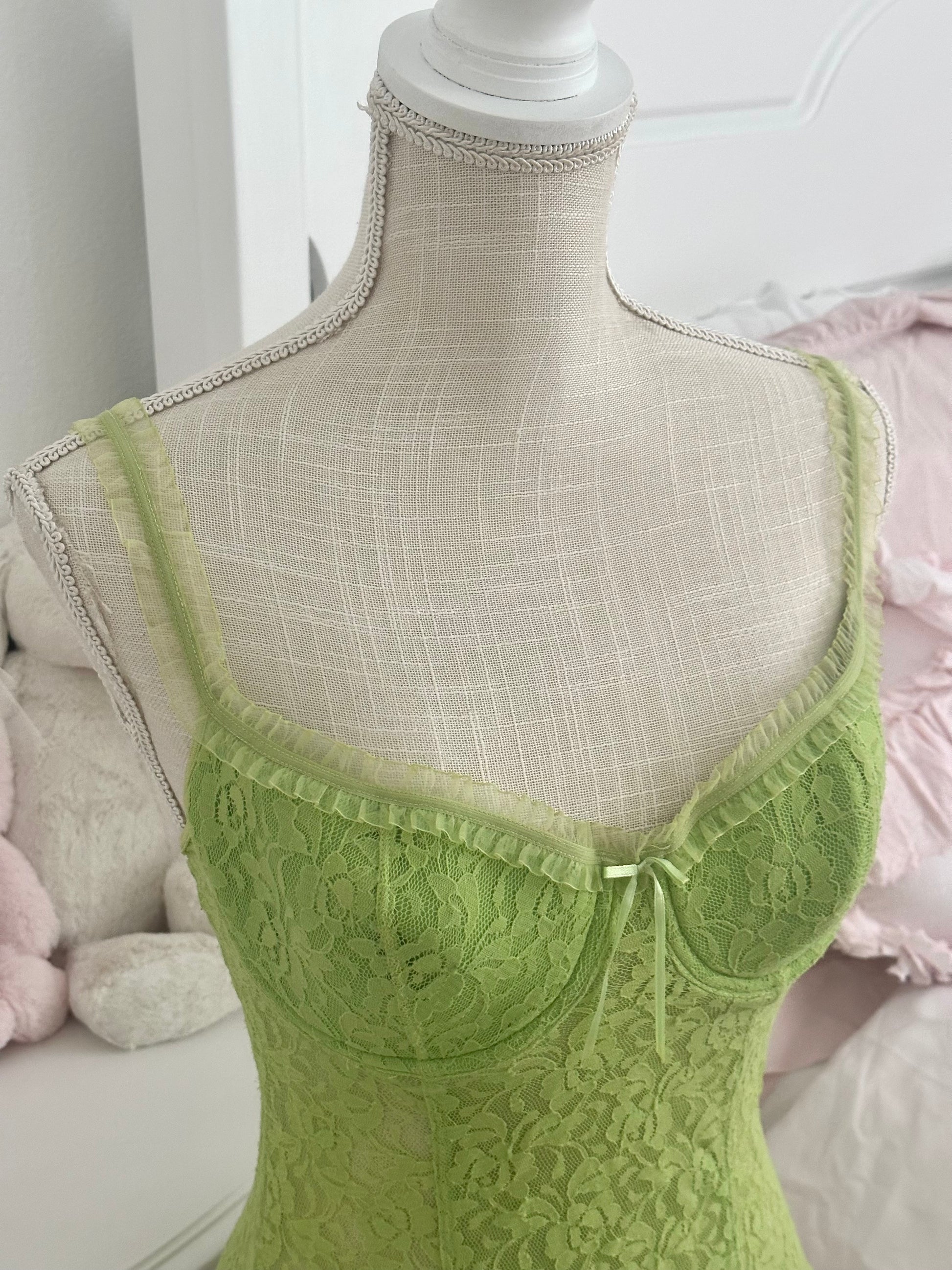 Vintage matcha green bustier corset cami top size: 36 C