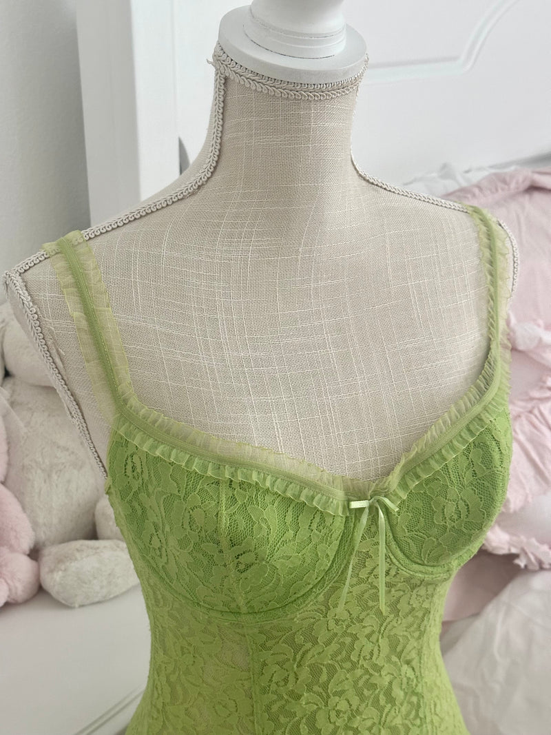 Vintage matcha green bustier corset cami top size: 36 C