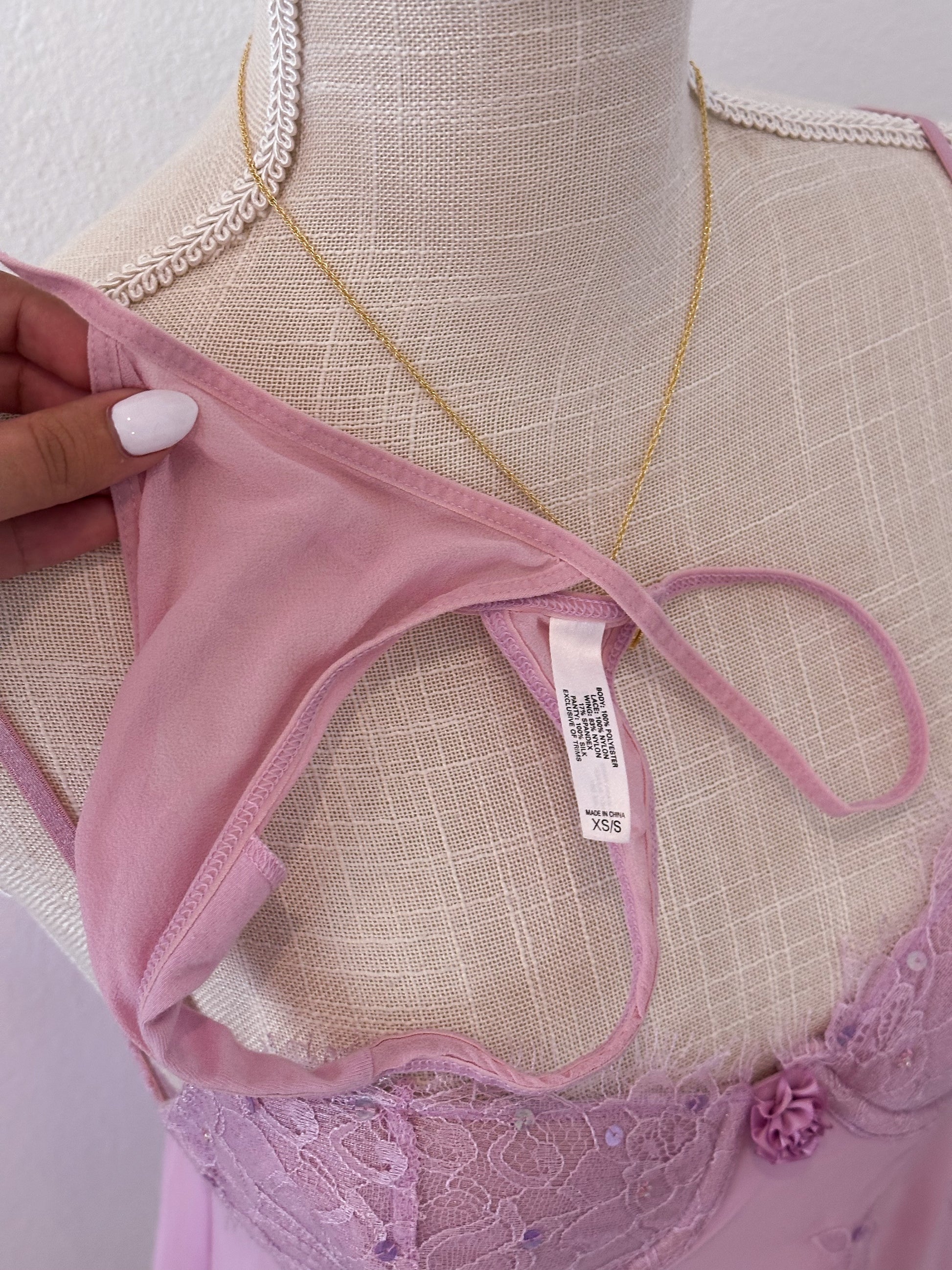 Vintage Victoria's Secret sequin purple two-piece babydoll slip dress Size: 34 C/ S