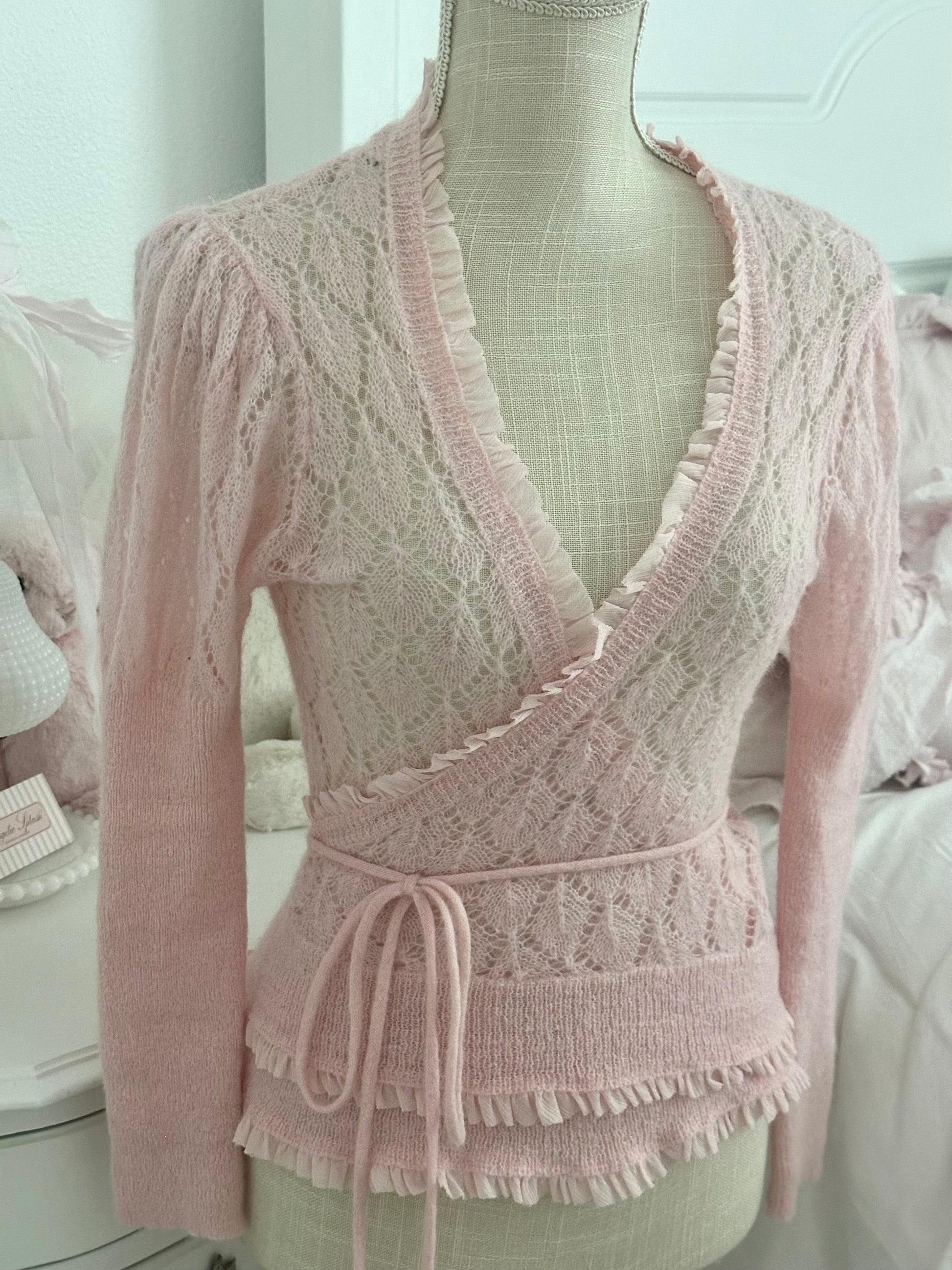 Vintage 2005 Victoria’s Secret Angels Collection Pink Sheer Cardigan Top Size: M/L