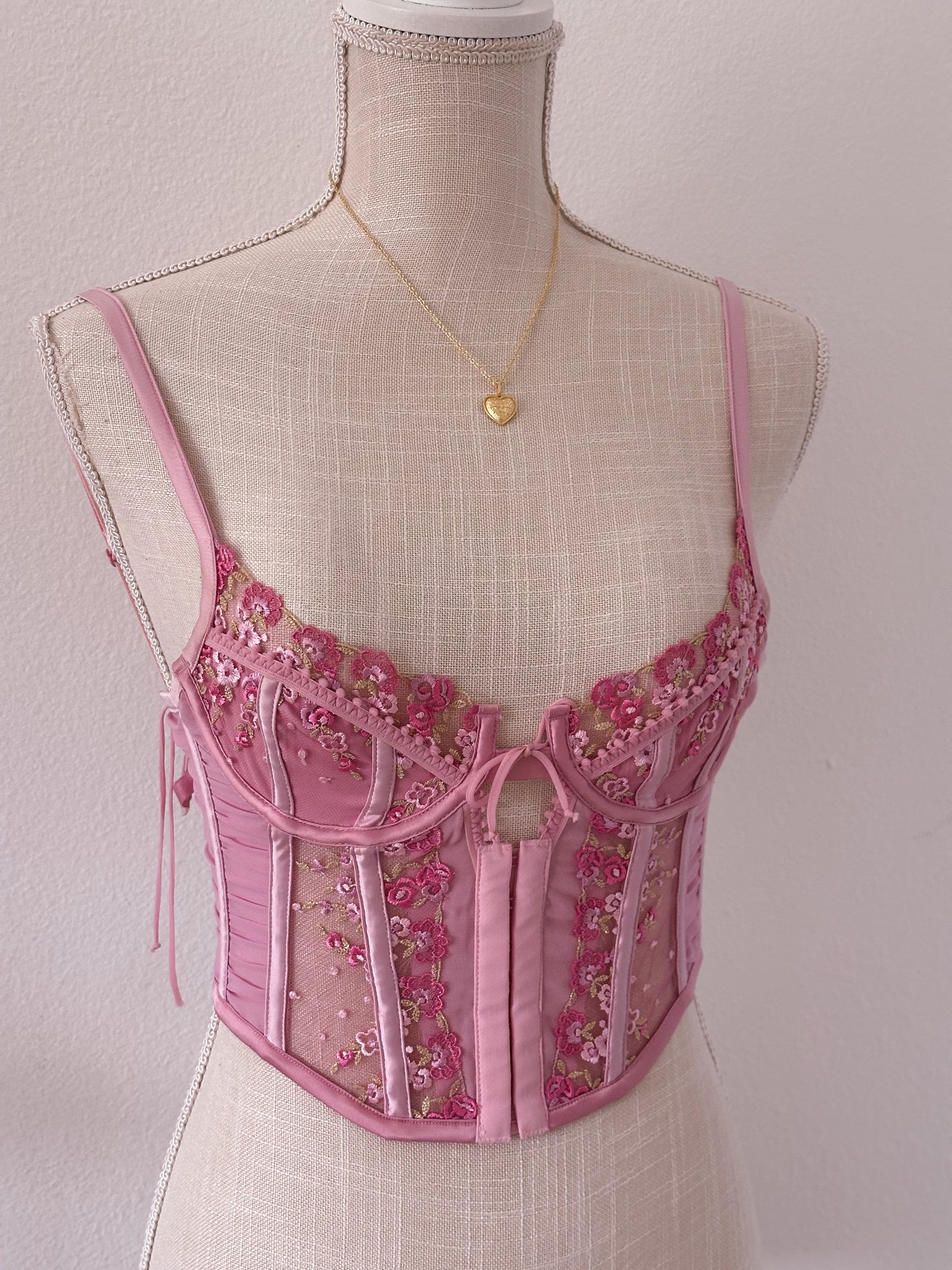 For love and lemons pink floral bustier corset top size: XS