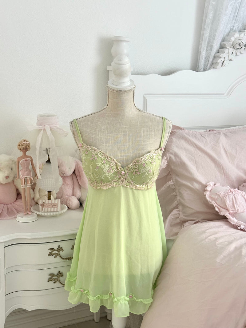Vintage 2000s Delicates Green Fairy Babydoll Dress Size: L