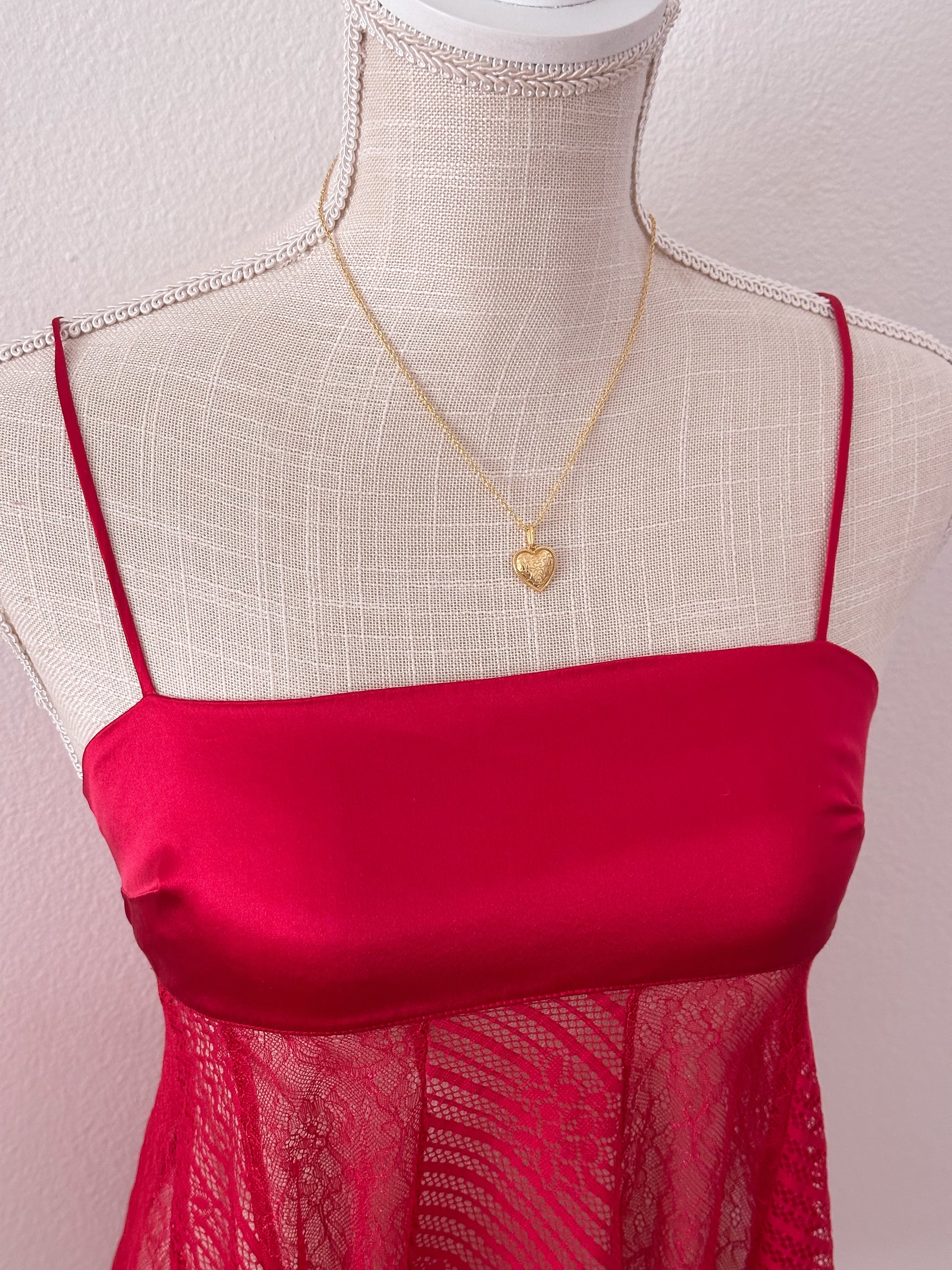 Vintage Victoria's Secret red slip dress nightgown set size: XS