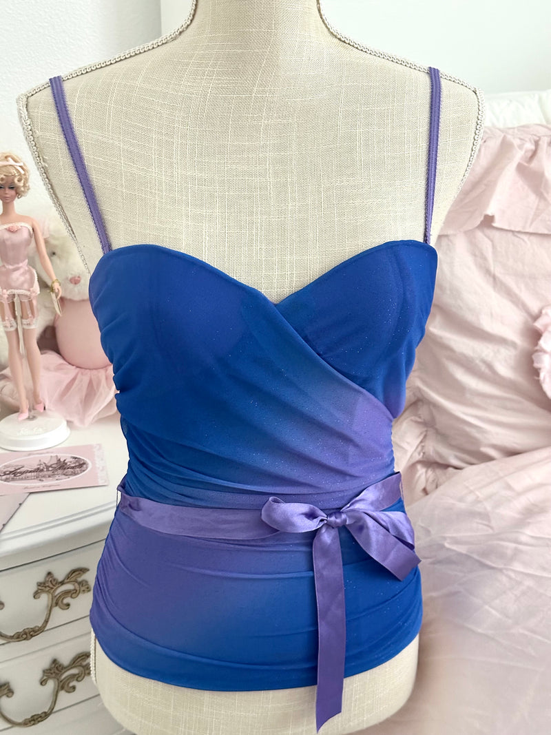 Vintage 2007 Victoria’s Secret Sexy Little Things Blue & Purple Sparkly Corset Top Size 34B