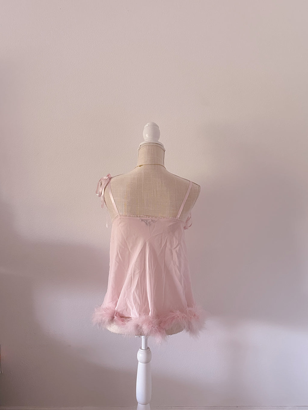 Vintage Victoria's Secret pink marabou babydoll top size: S