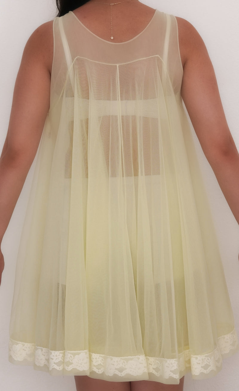 Vintage green Miss Elaine 1950s baby doll slipped dress size: XS/S