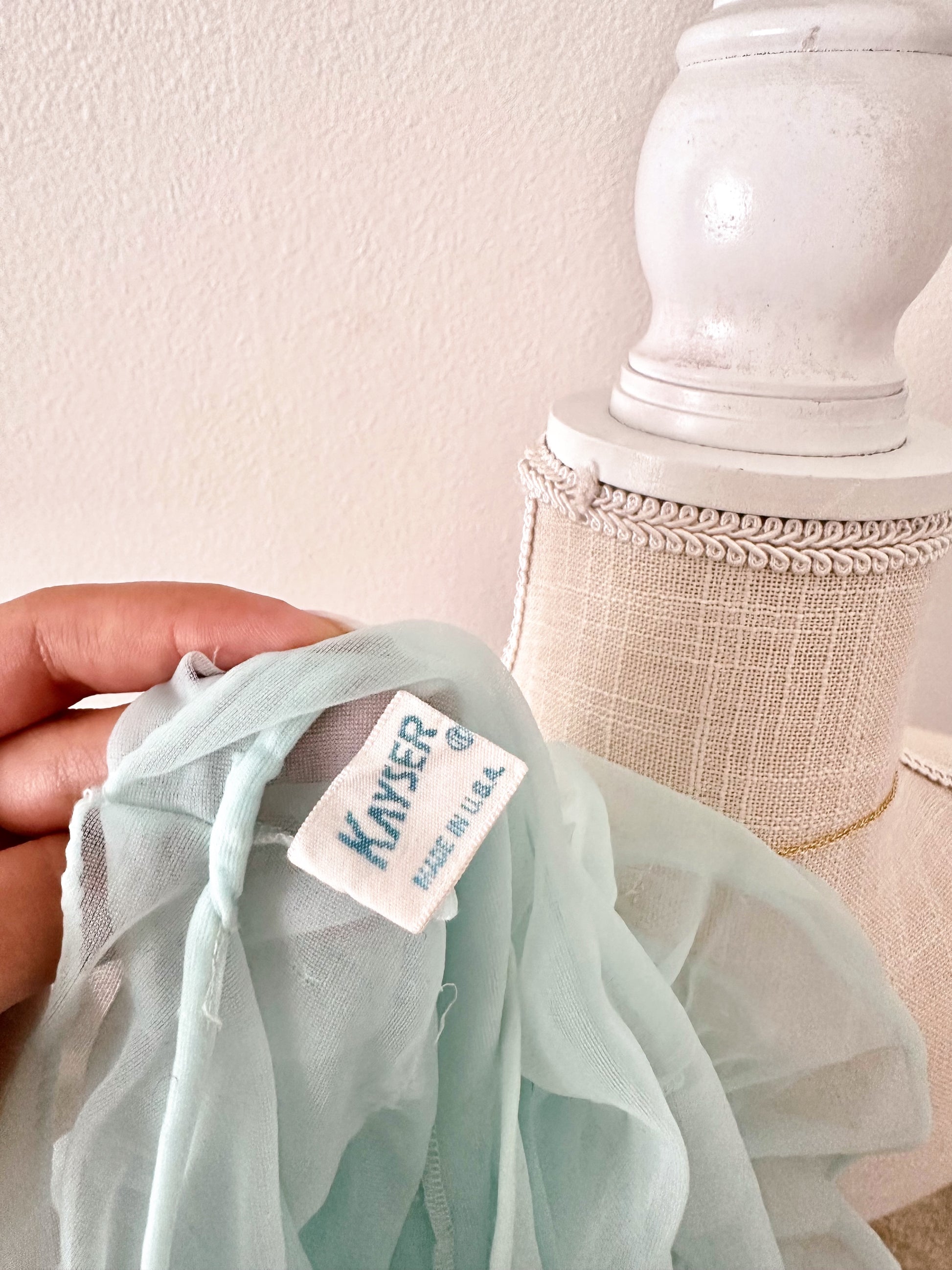 Authentic 1950s Blue Sheer Ruffle Babydoll Top Size: XS/S (Petite)