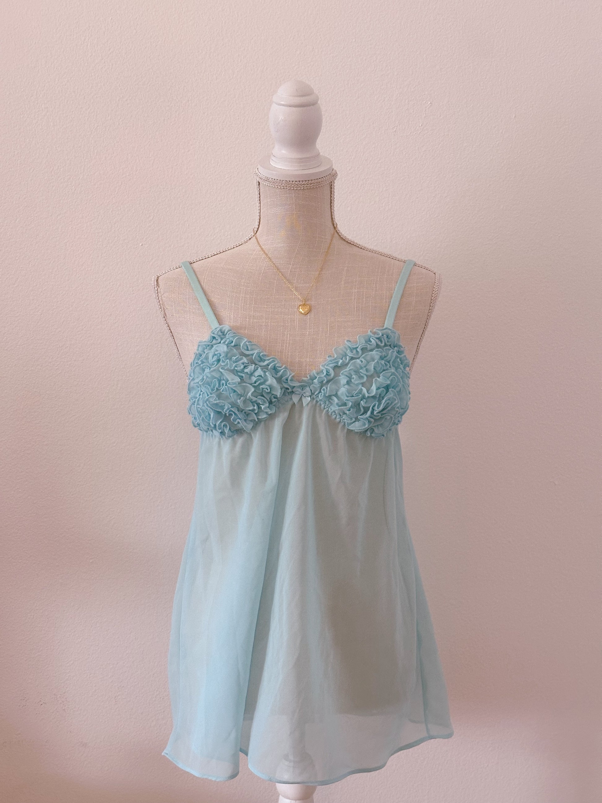 Vintage blue short n sweet babydoll size: S