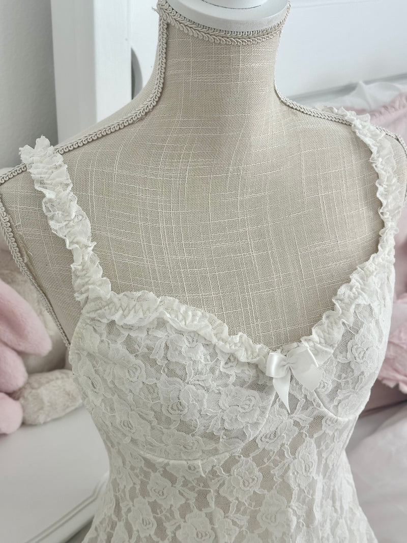 Vintage Cinema Etoile White Babydoll Slip Dress Size: M