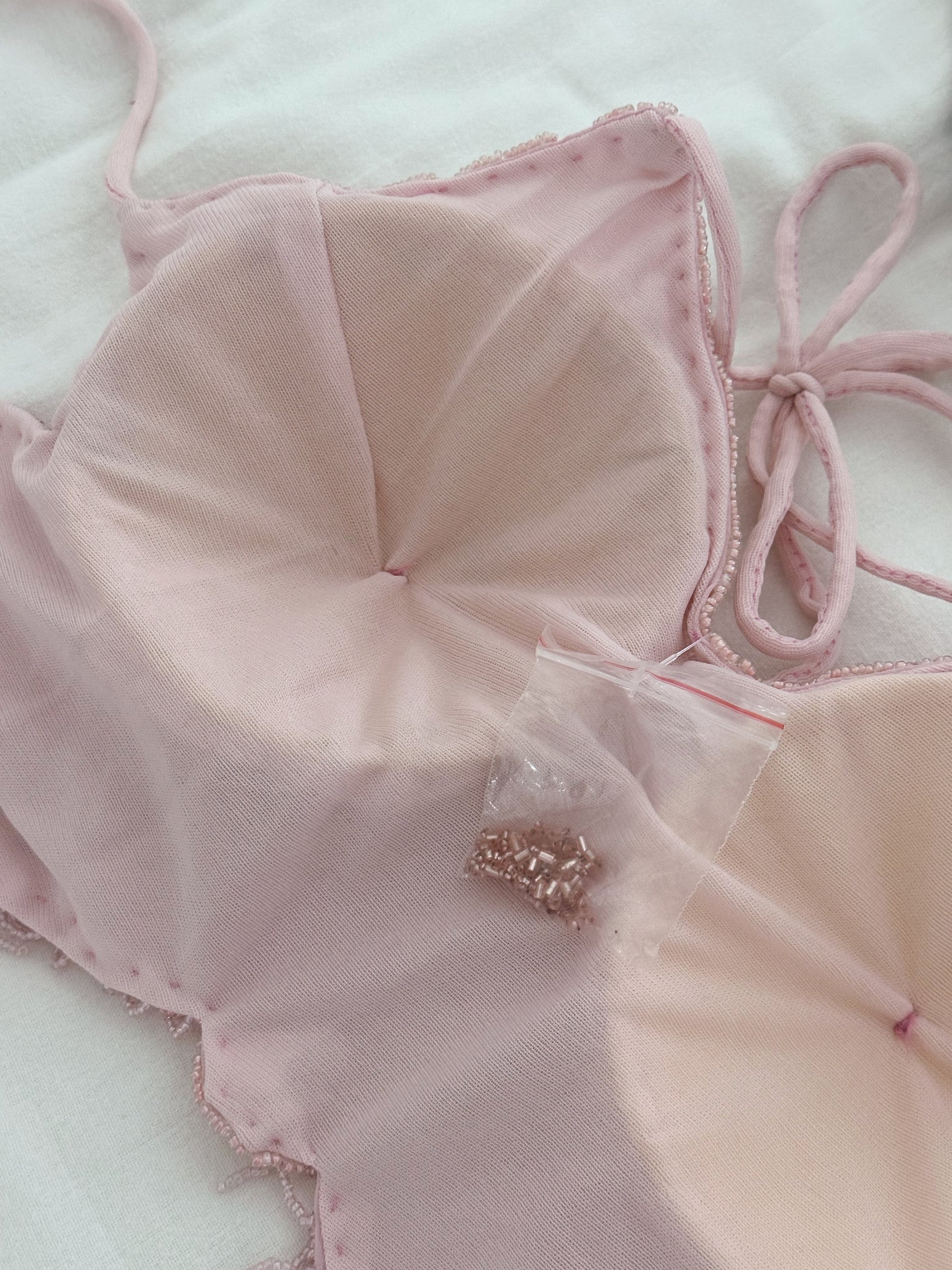 Pink 1990s sequin butterfly halter top new Size: S/M
