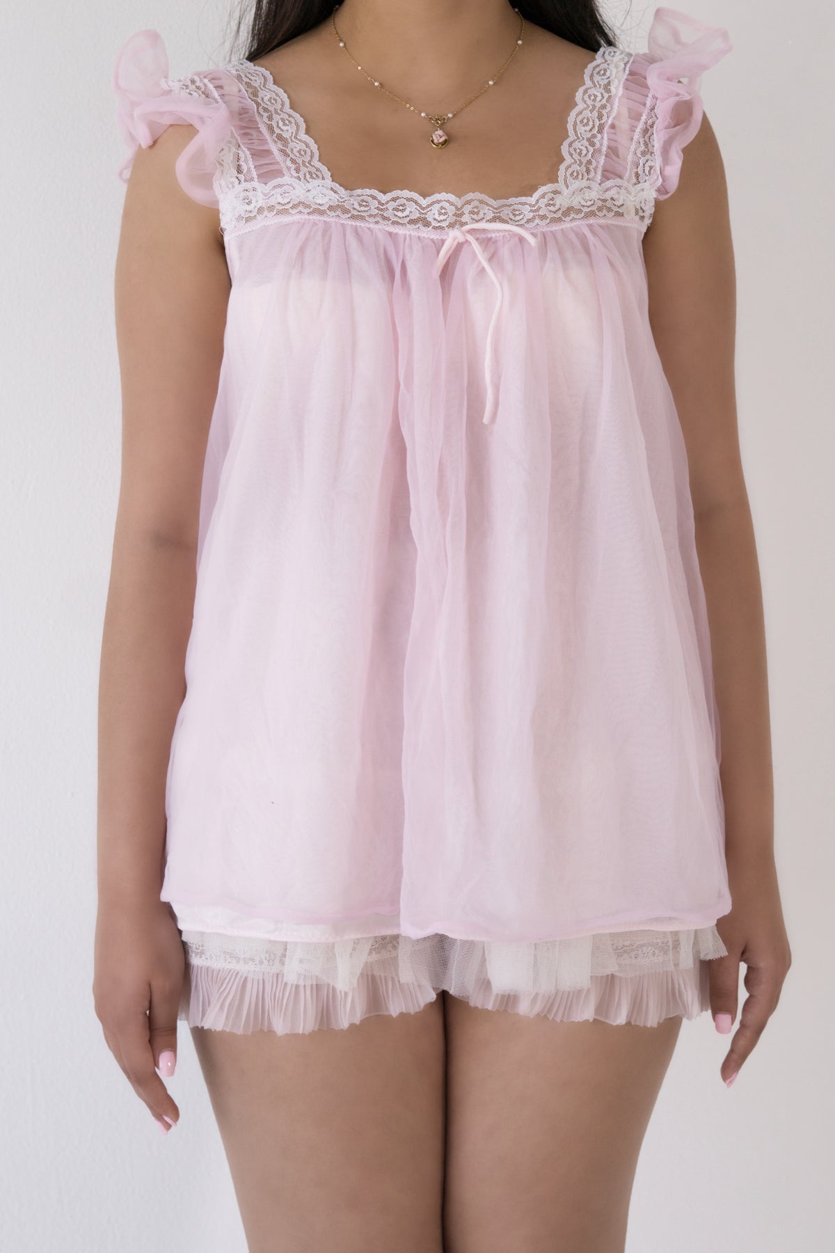 Authentic 1950s Spotlight Co. Pink Sheer Babydoll Size: M