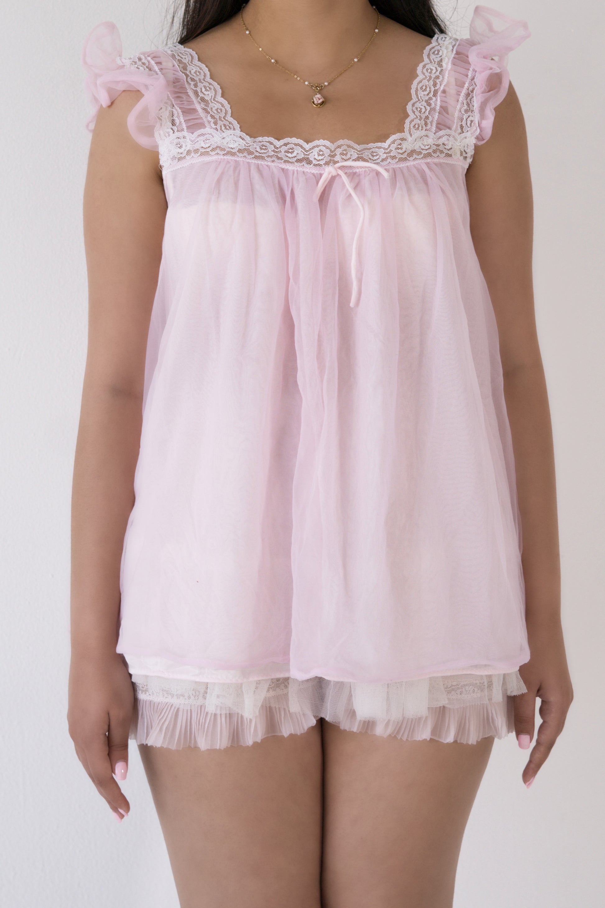 Authentic 1950s Spotlight Co. Pink Sheer Babydoll Size: M