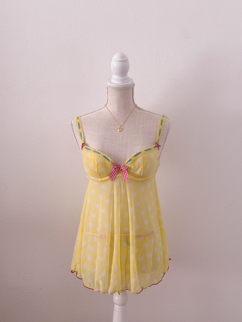 Vintage butter yellow victoria's Secret Darling babydoll set size: 34 B