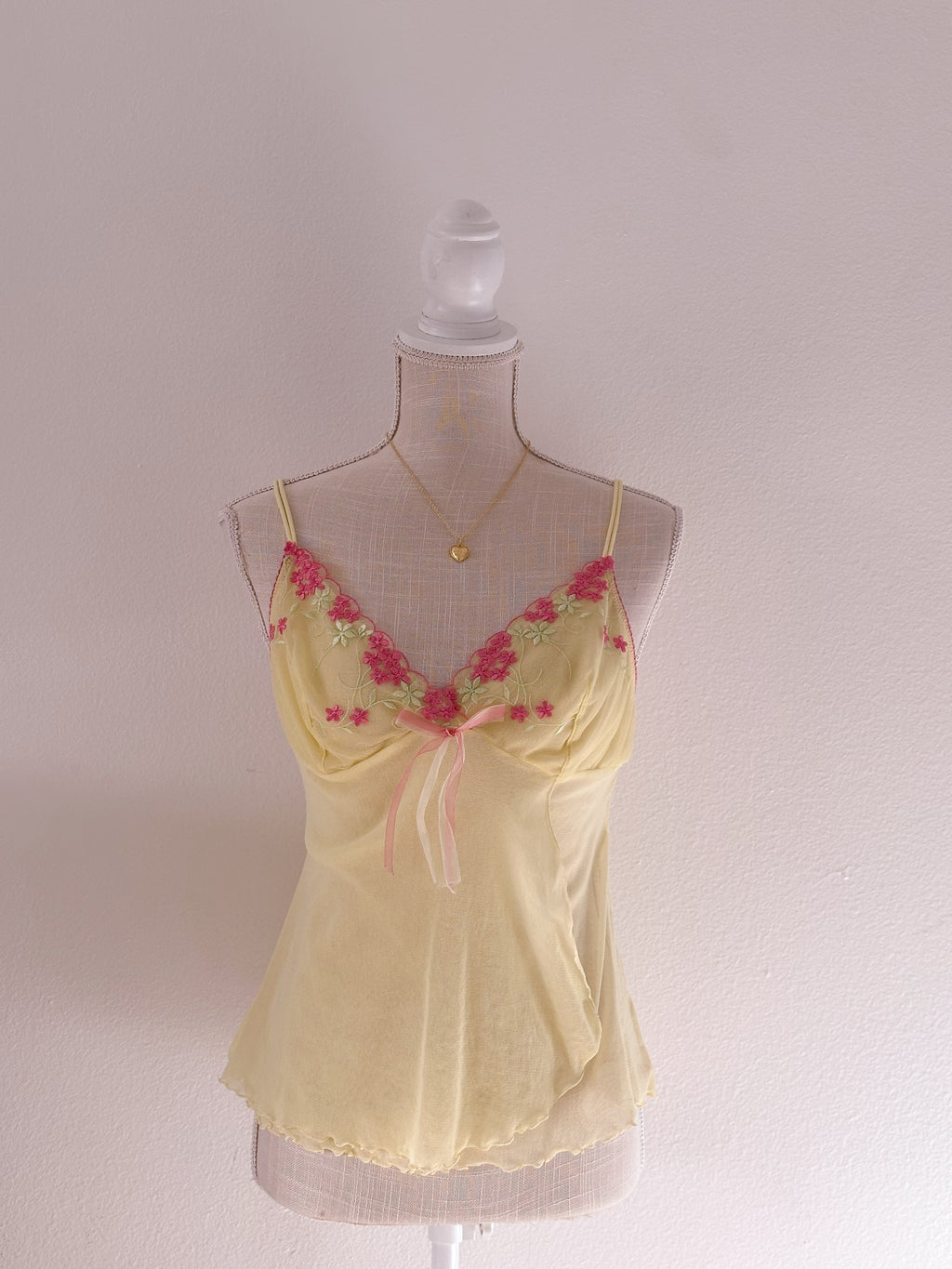 Vintage Victoria's Secret yellow and pink floral cami