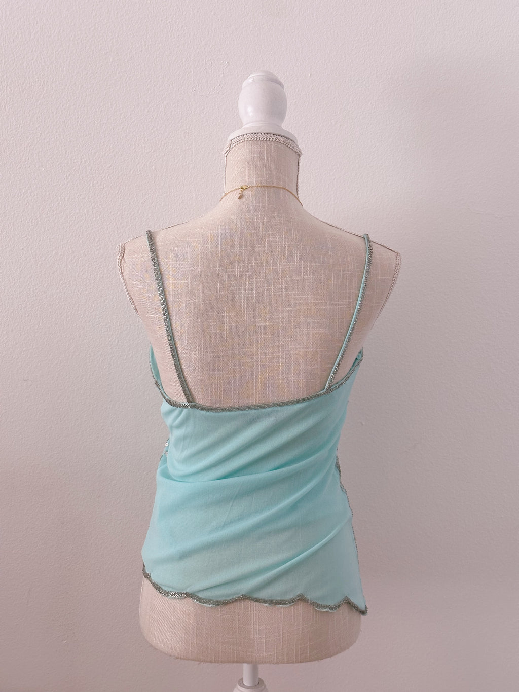 Vintage Wet Seal Blue sequin butterfly top size: Small