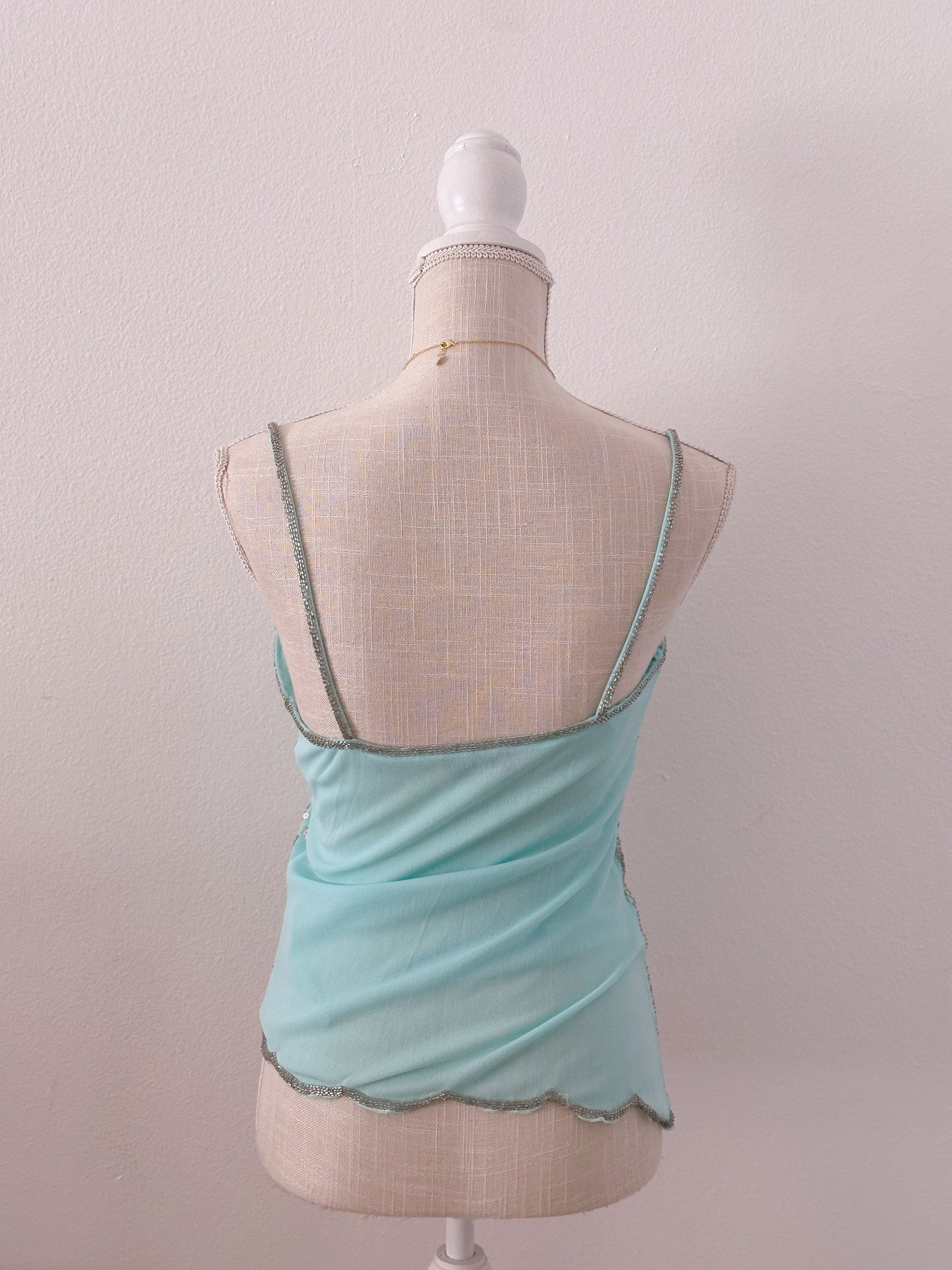 Vintage Wet Seal Blue sequin butterfly top size: Small