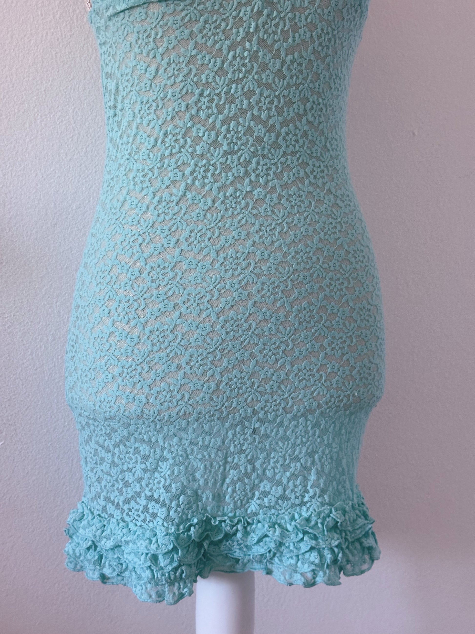 Vintage Victoria's Secret, blue lace, body con dress Size:M