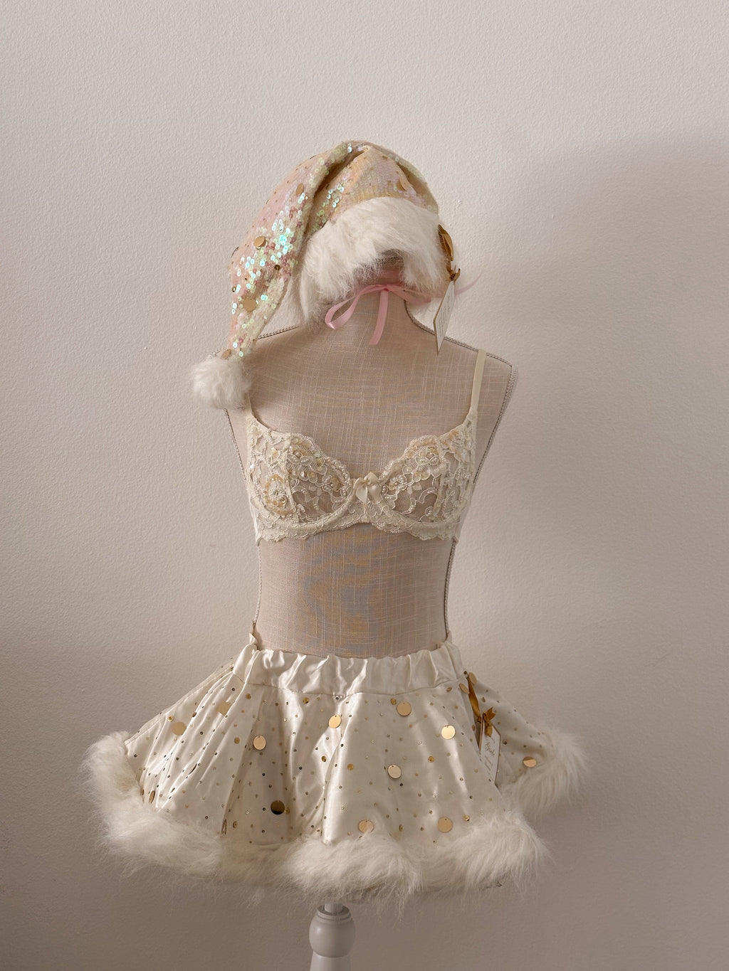 RESERVED Victoria's Secret vintage santa ivory and gold set
