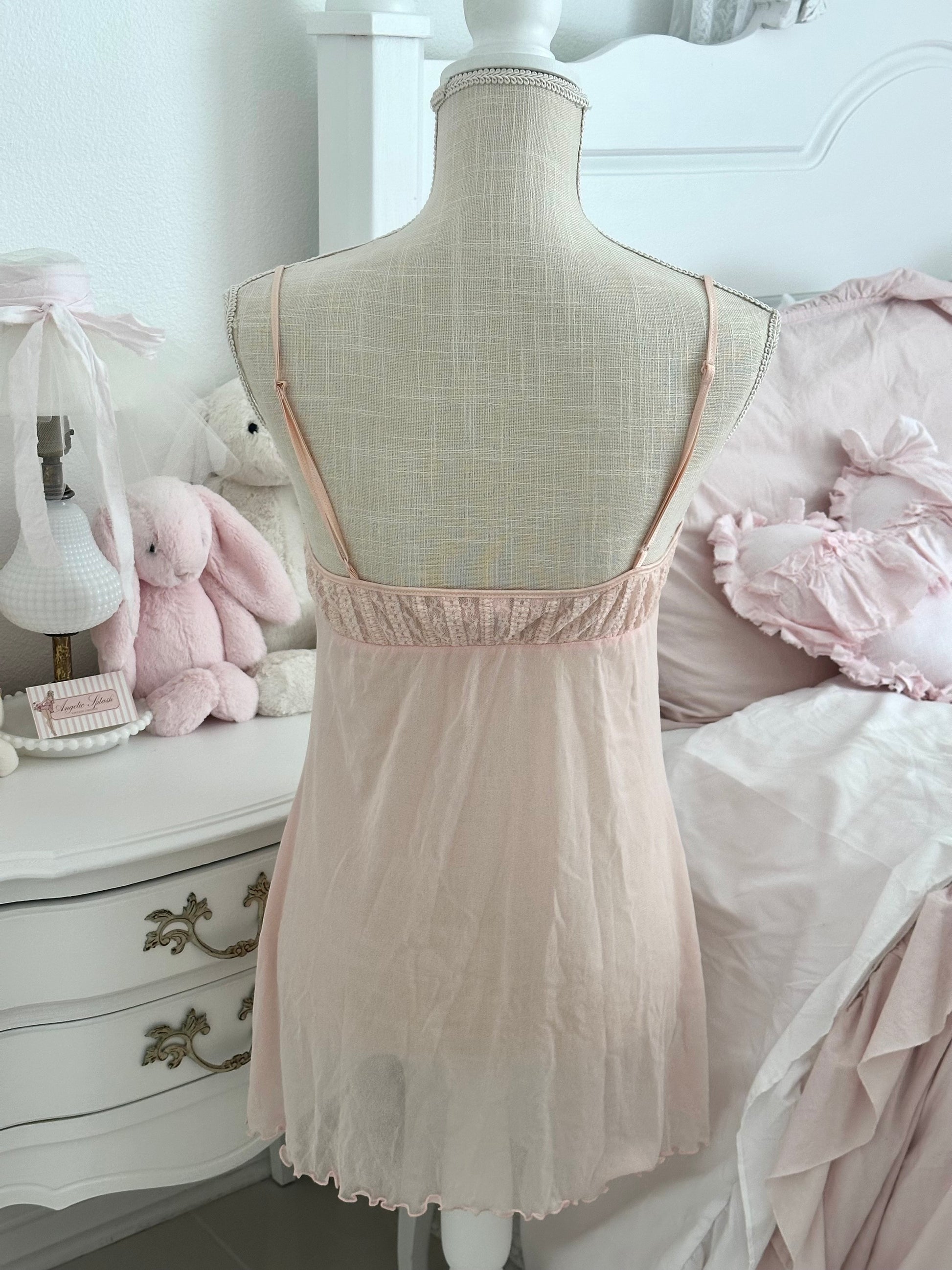 Vintage 2004 Victoria’s Secret Pink Sheer Babydoll Slip Dress Size: L