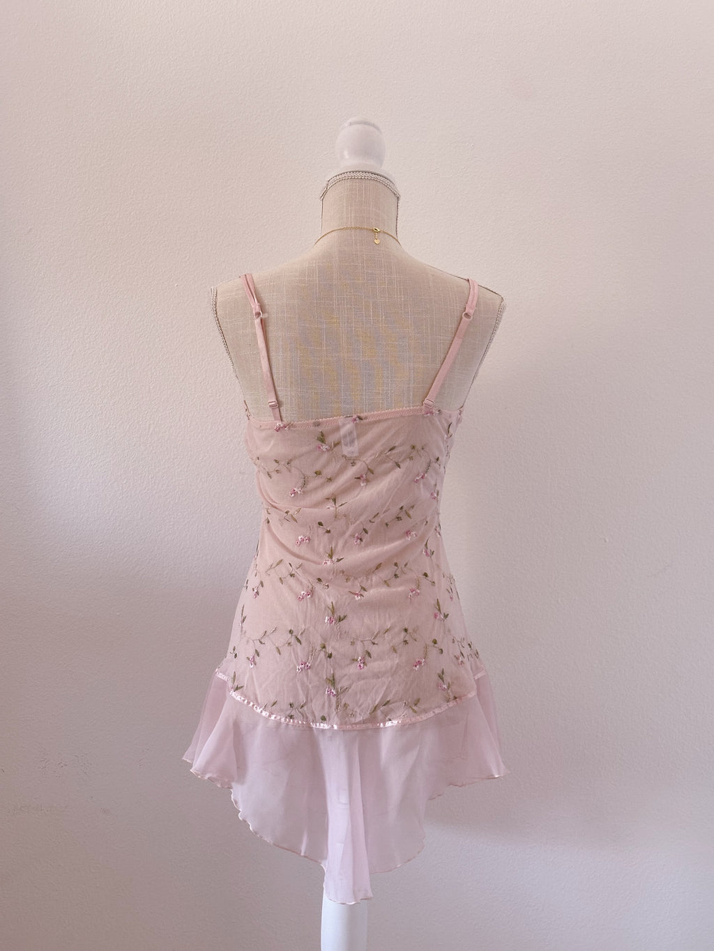 Vintage pink Babydoll floral slip dress shabby chic
