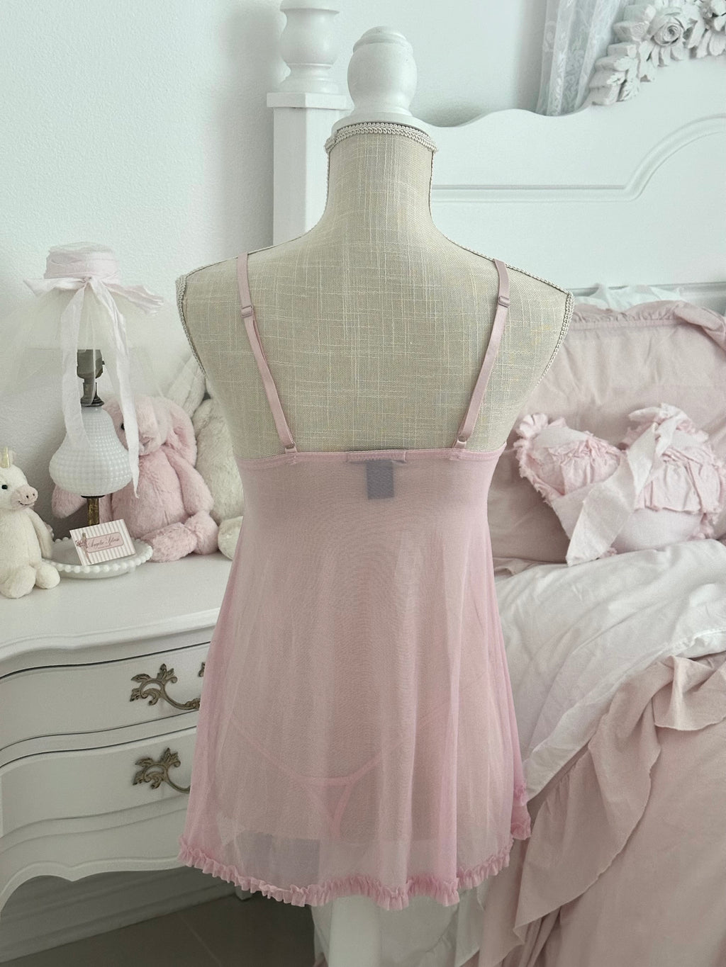 Vintage Y2K Per Lei Pink Ruffle Lingerie Set Size: M