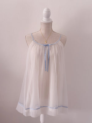 Vintage 1960s peignoir white babydoll dress and matching robe set size: S