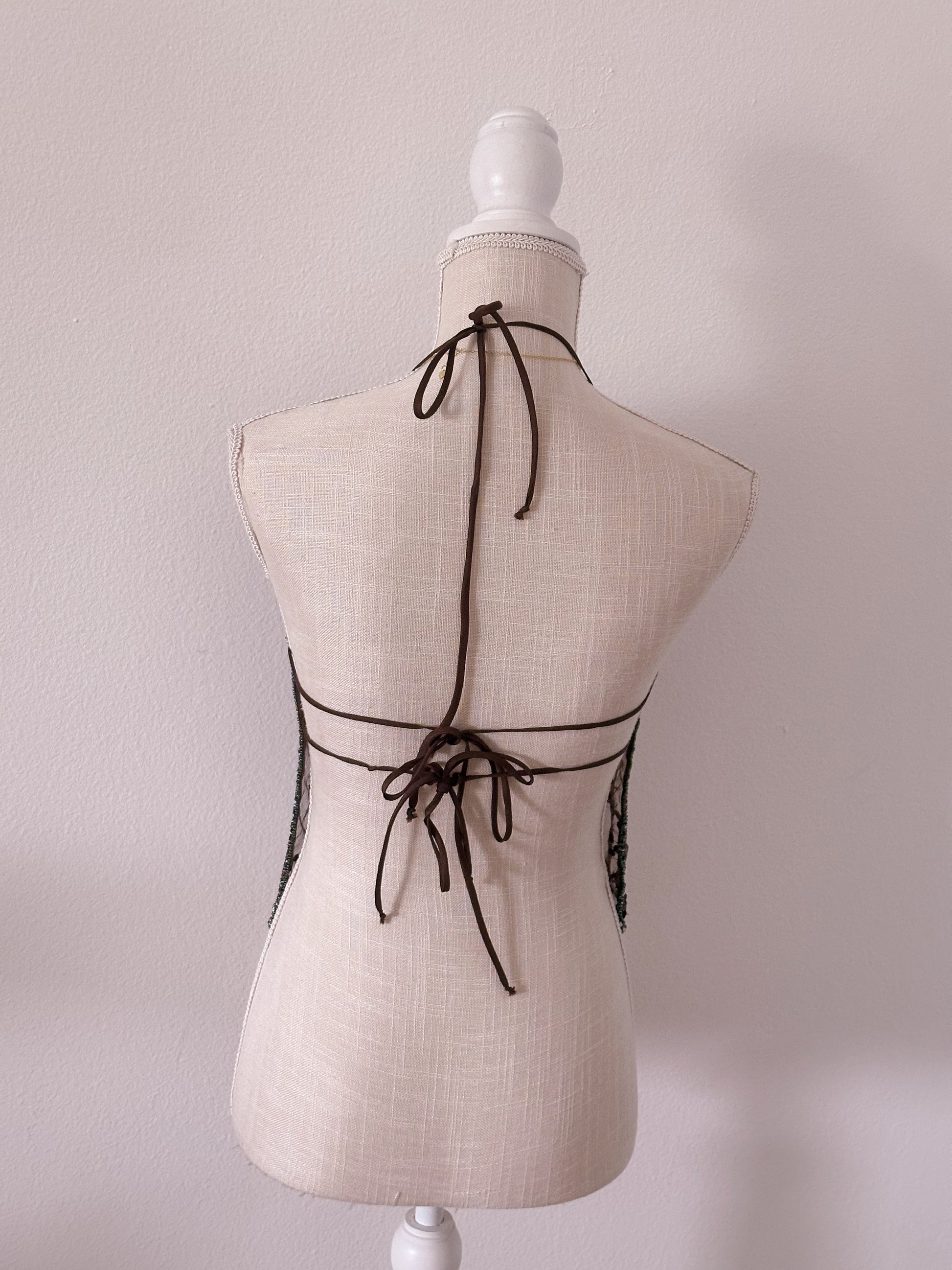 Vintage brown sequin 1990s halter top size: M