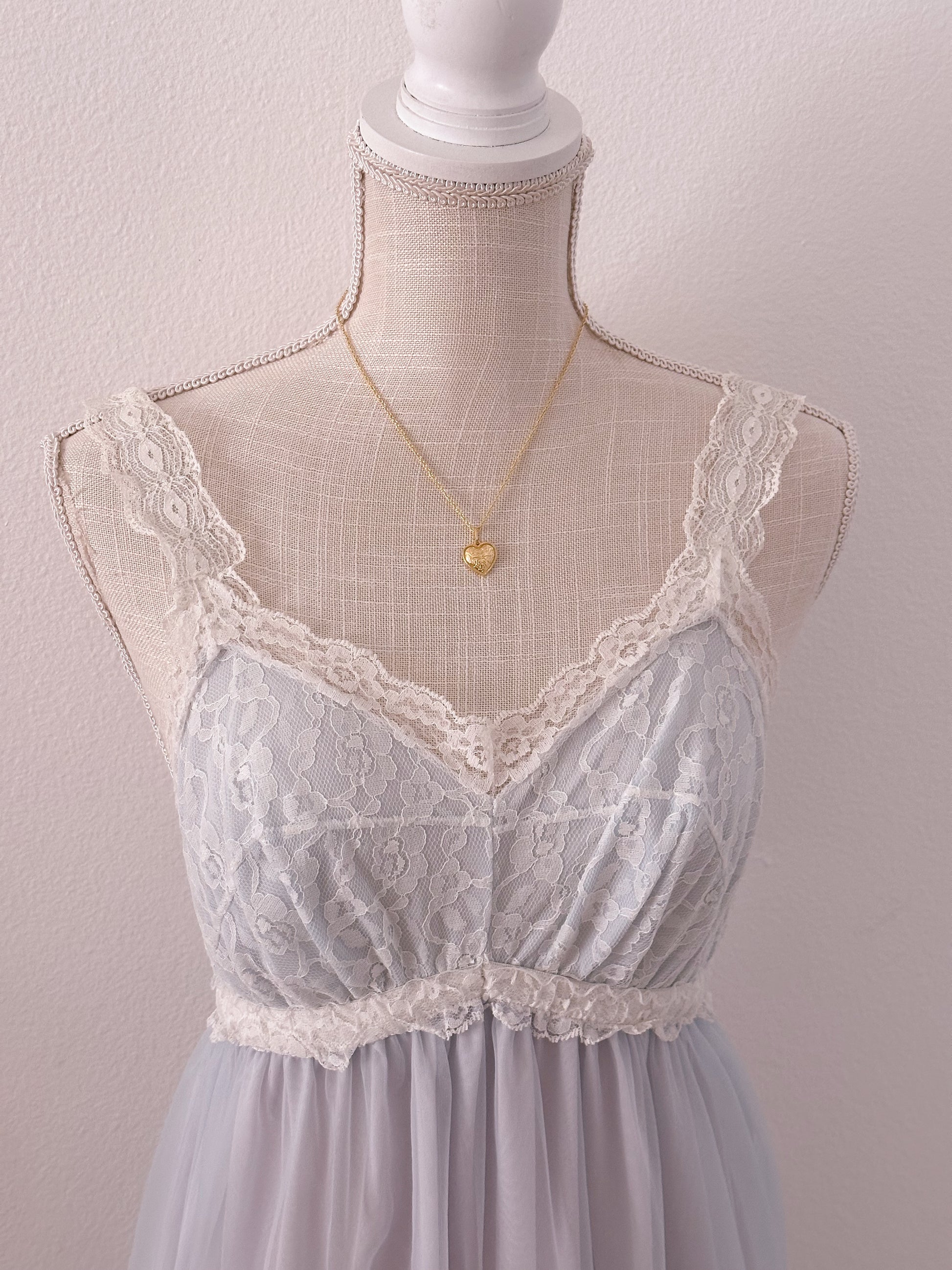 Vintage 1960s powder blue nightgown slip dress size: M