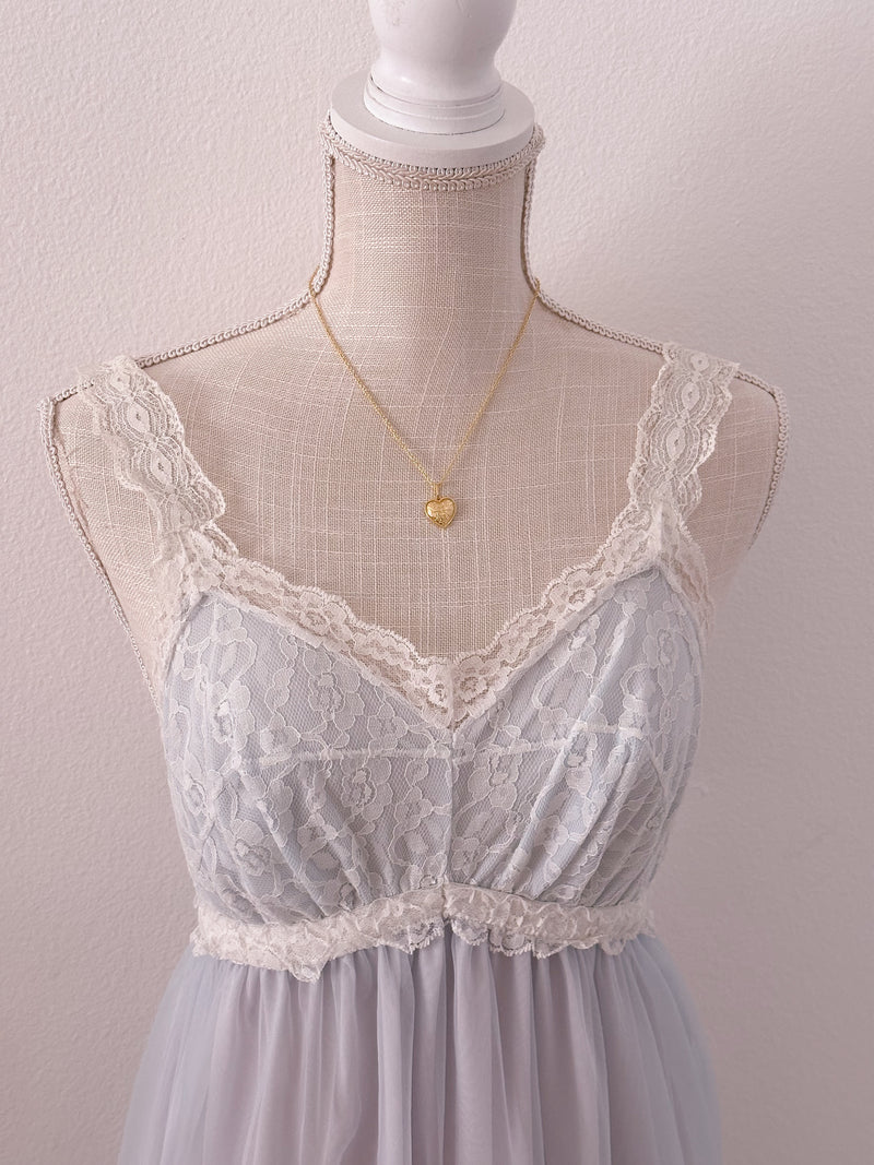 Vintage 1960s powder blue nightgown slip dress size: M