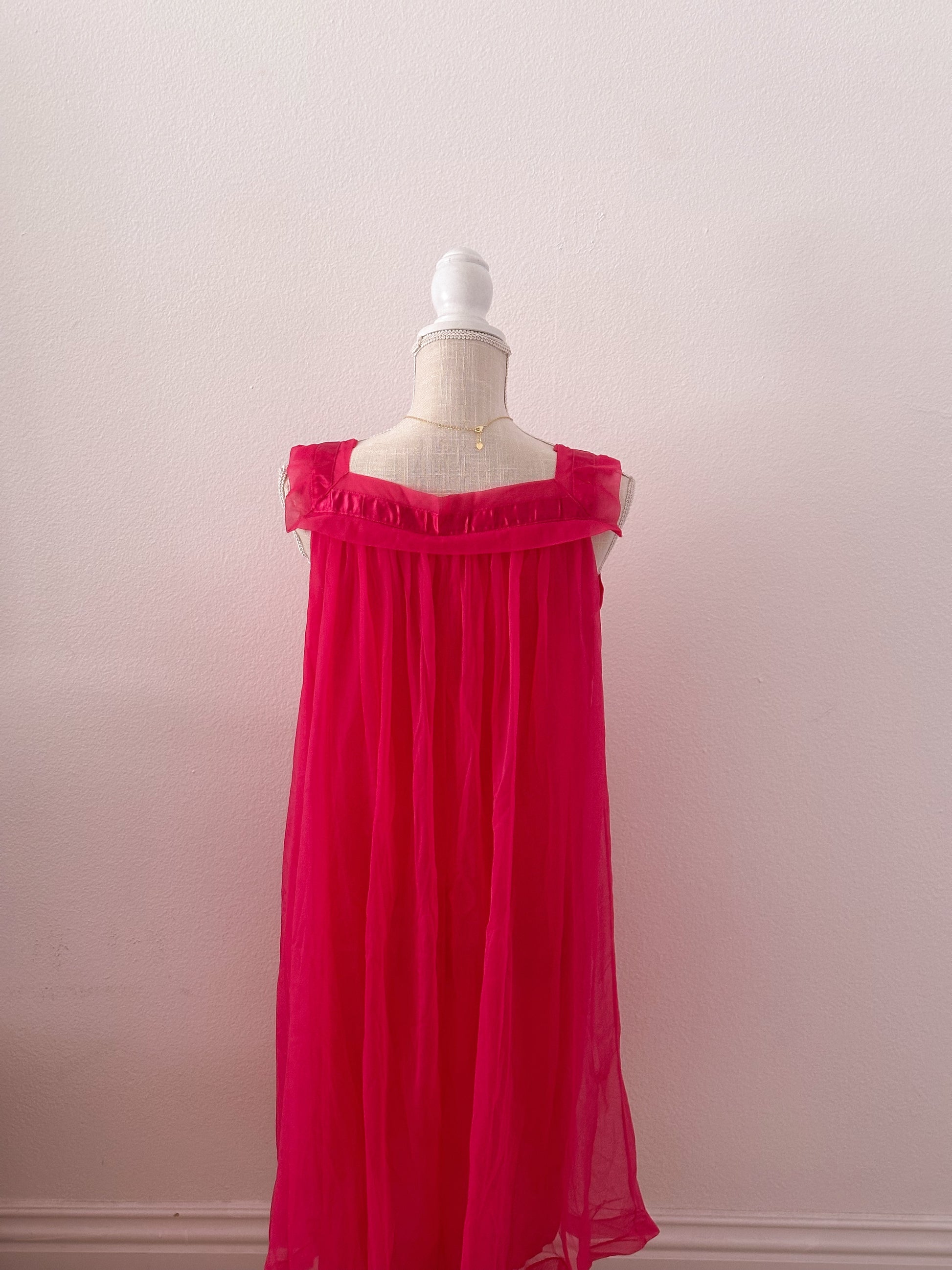 Vintage hot pink nightgown, slip dress size: M